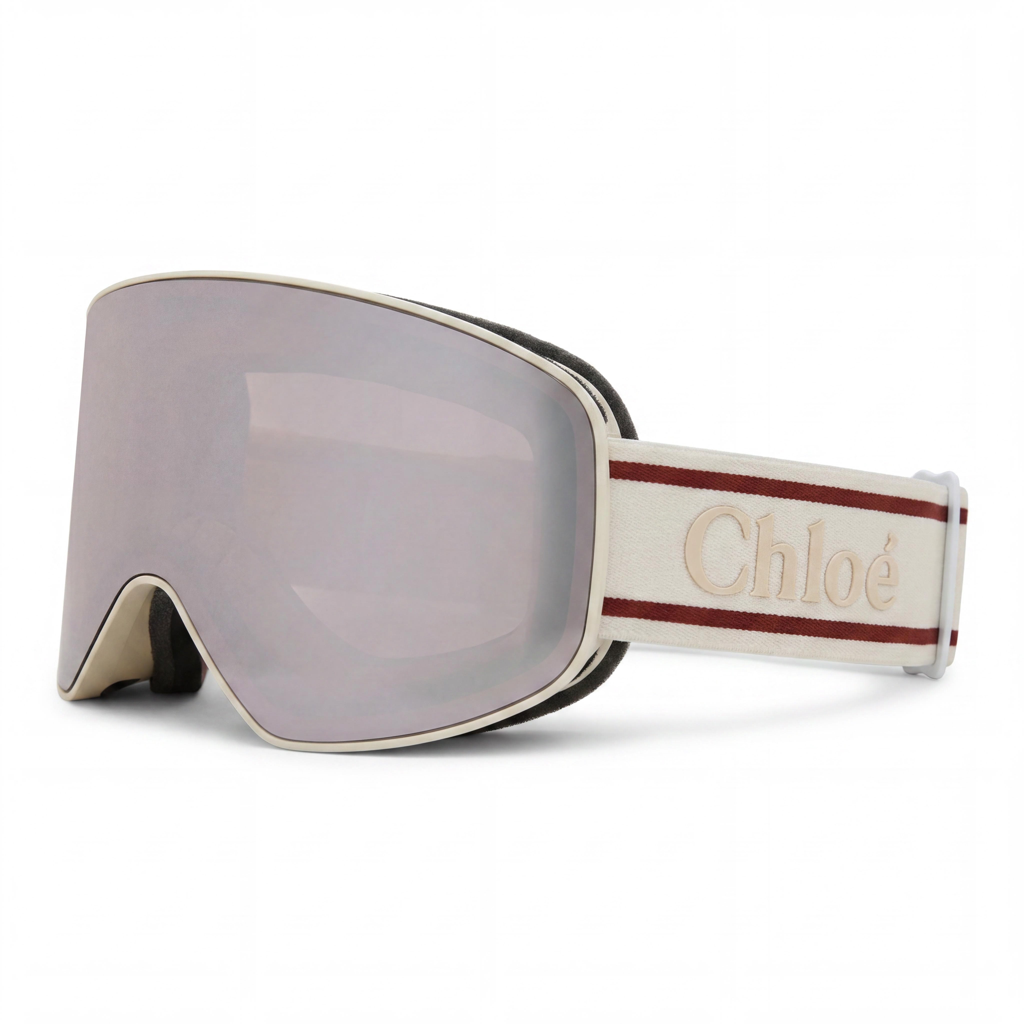 Chloé 0072 Fashion Ski Mask Classic Elegant Women's White Violet Polycarbonate UV Protection 99mm, Photo 1