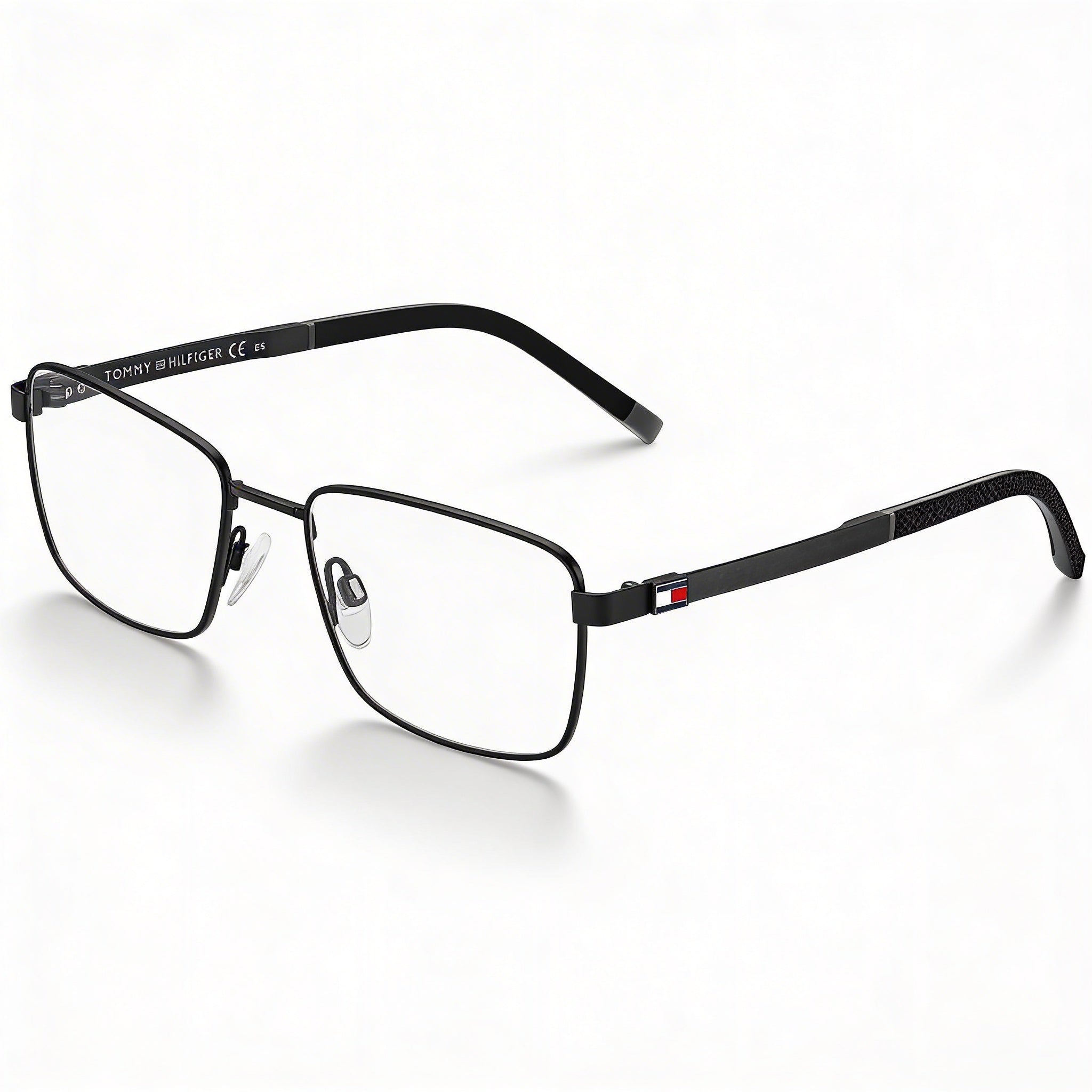 Gafas Tommy Hilfiger Th 1946 de estilo moderno para hombre con montura de acero aleado en negro mate, ancho de lente de 55 mm, Photo 1