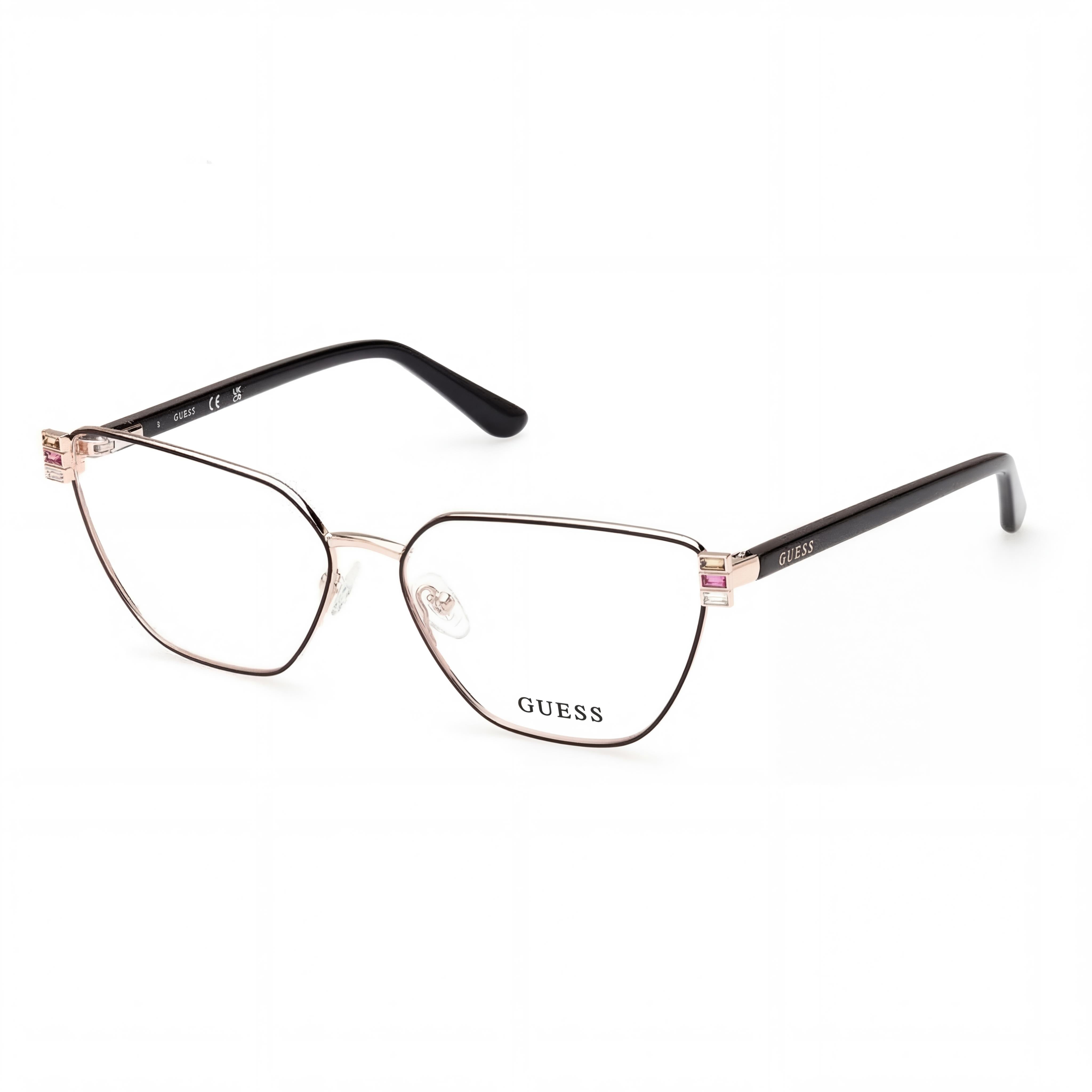 GUESS BUTTERFLY GU2969 Women's Black Metal Frame Non-Polarized Demo Lenses Eyeglasses 56-14-140, Photo 1