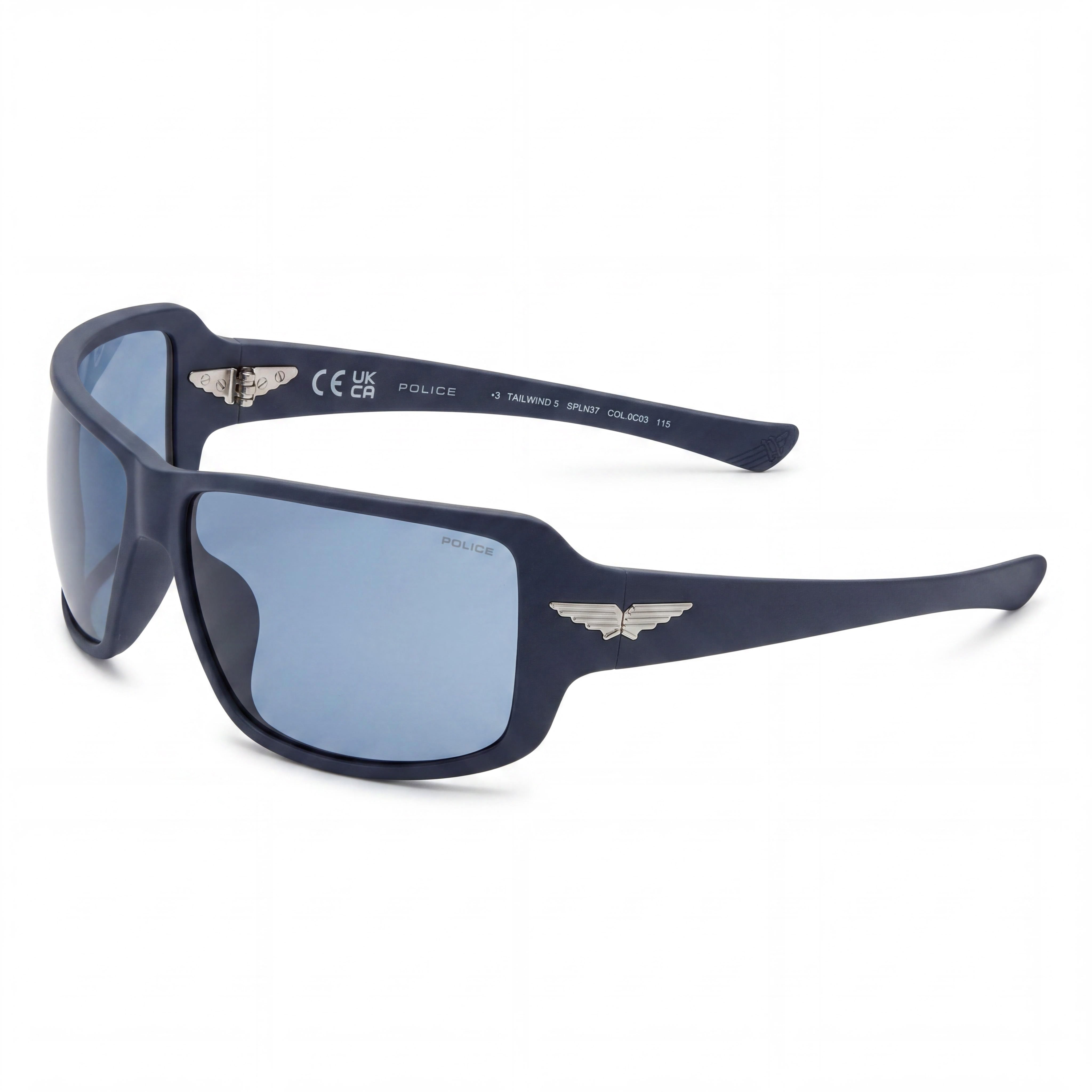 Police Tailwind 5 Men's Casual Injected Frame Sunglasses, Matte Blue, Blue Polycarbonate Lenses UV400, 65-14-115, Photo 1