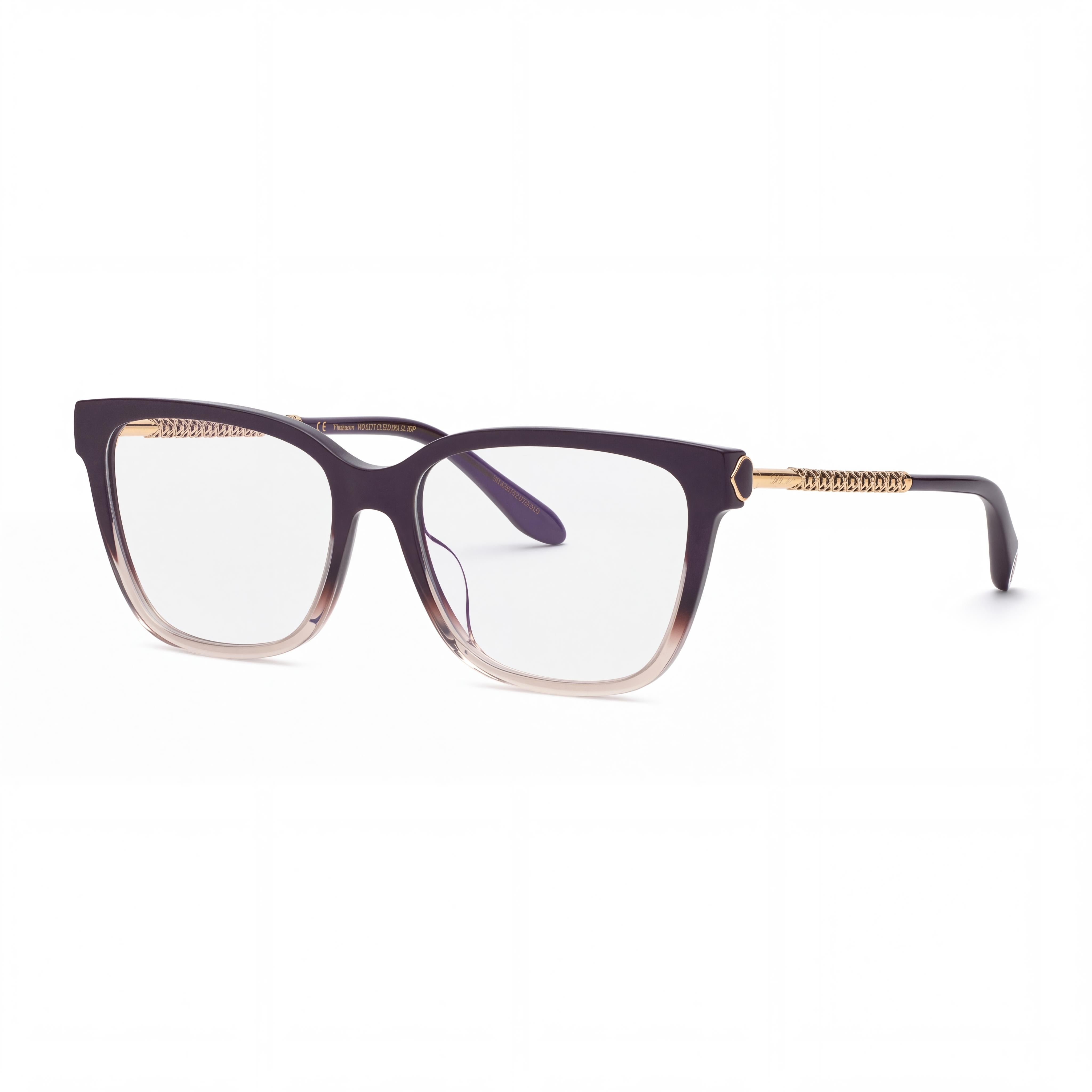 Gafas Chopard casuales de mujer de violeta con logo dorado de acetato y metal, montura completa cuadrada, lentes de demostración 55-16-140, Photo 1