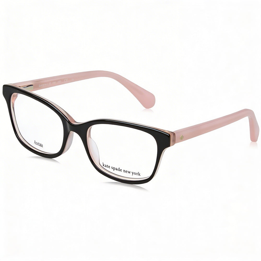 Gafas Kate Spade New York Modern para mujer de acetato, negras transparentes y rosas, con lentes negras de 46 mm
