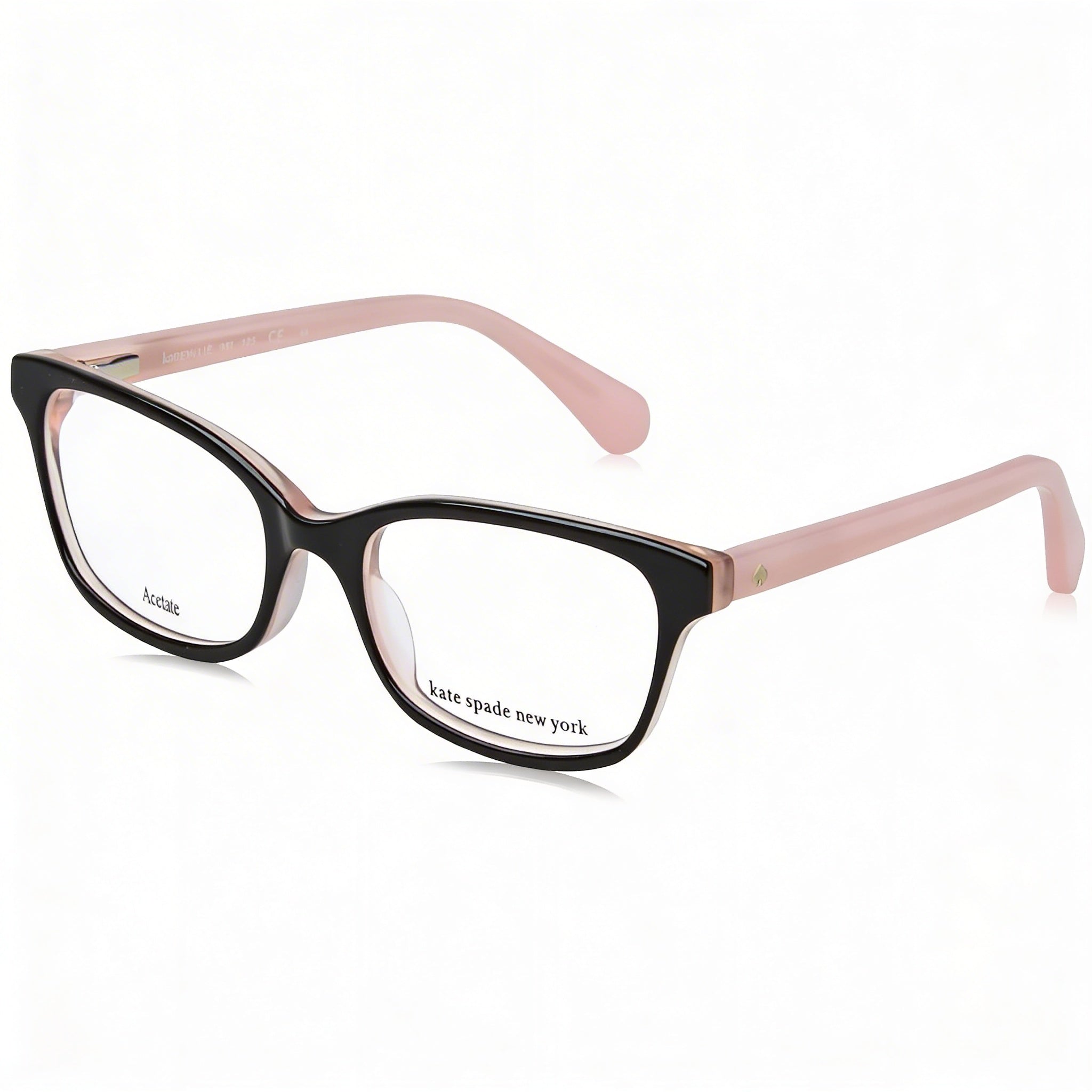 Kate Spade New York Modern Women's Acetate Black Transparent Pink Eyeglasses with Black Lenses 46mm, Photo 1