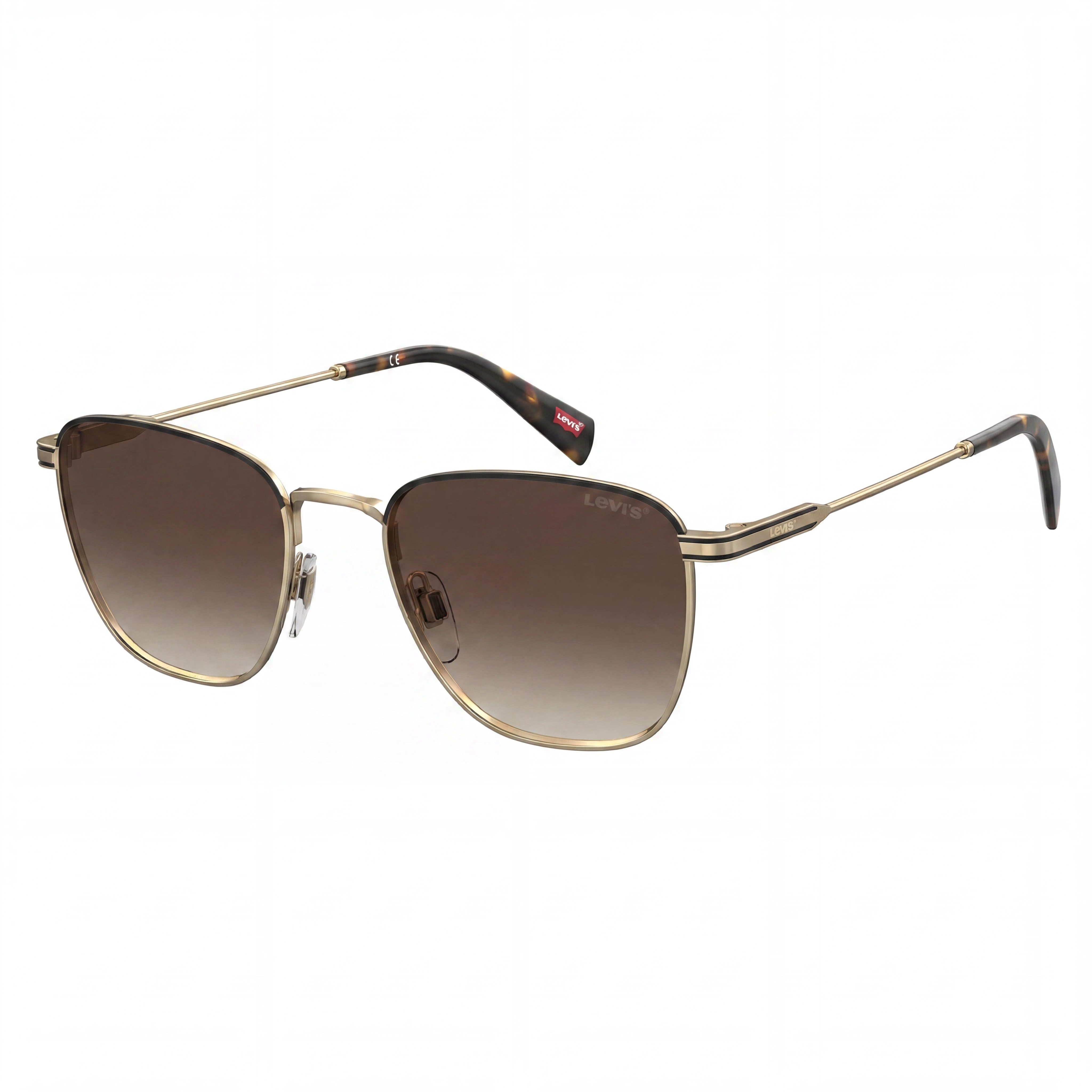 Gafas de sol unisex Levi's Lv 1016/S, montura de acero inoxidable dorada con degradado marrón, protección UV, 52 mm, Photo 1