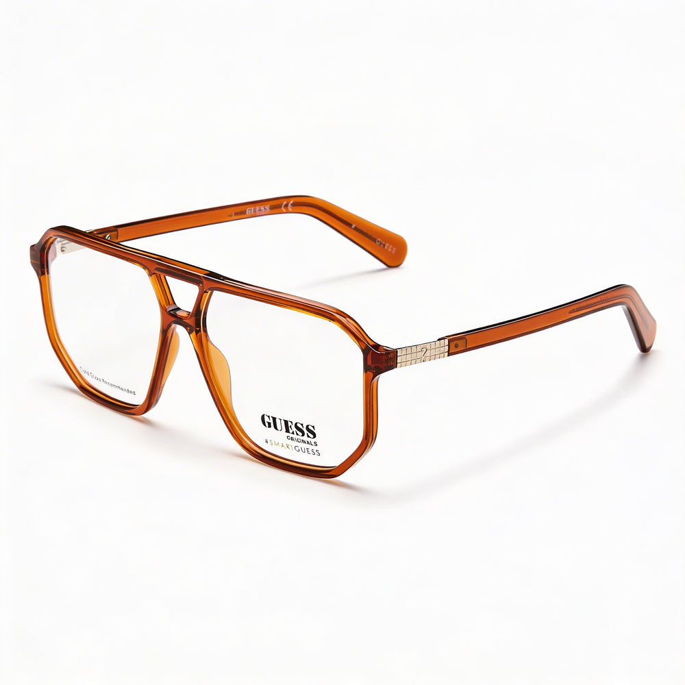 Guess Modern Unisex Lightweight Full Rim Shiny Light Brown Plastic Frame Optical Eyeglasses 57-14-145mm