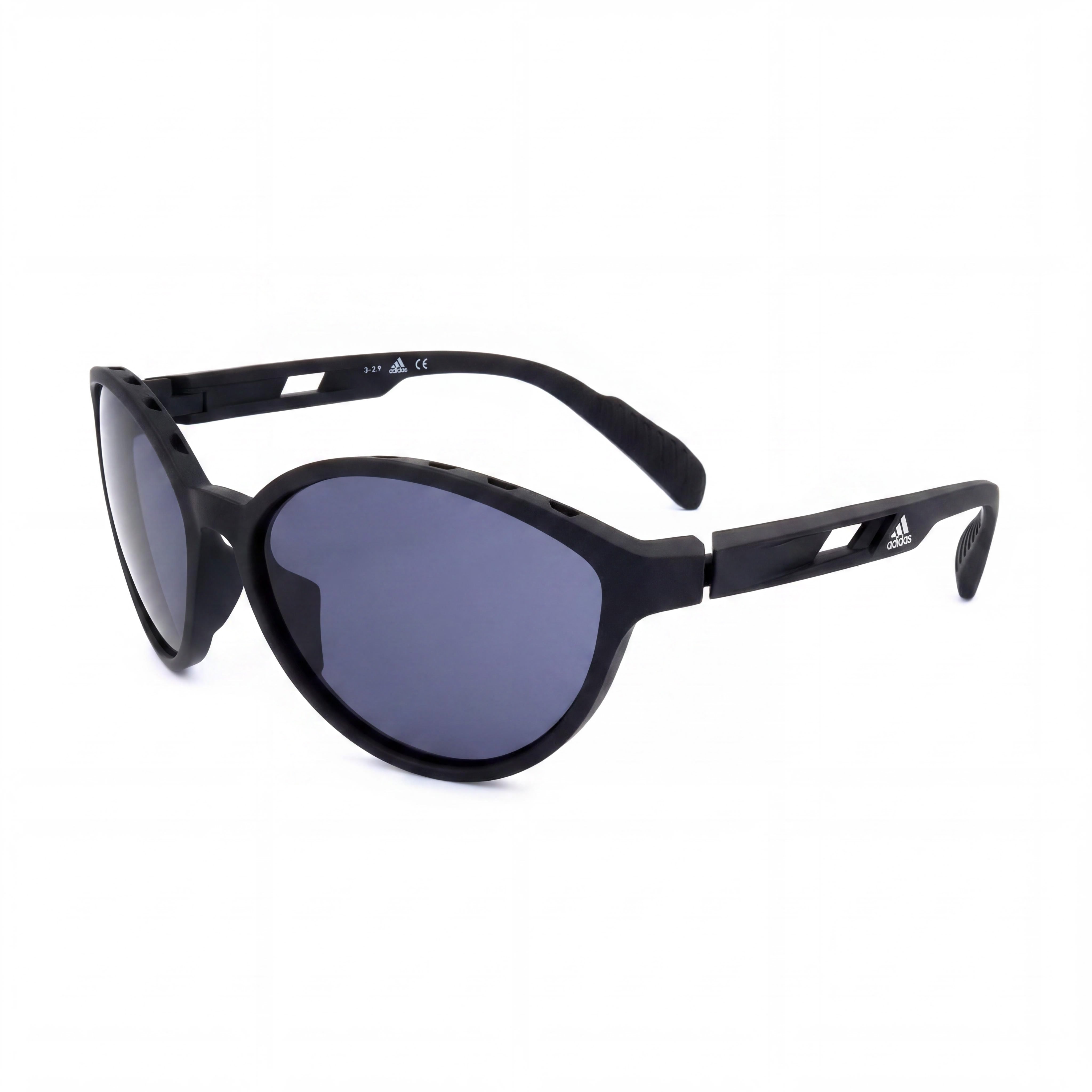 adidas Women's Sp0012 Sport Sunglasses, Matte Black Plastic Frame, Light Purple/Grey Lenses, UV Protection, 61mm, Photo 1