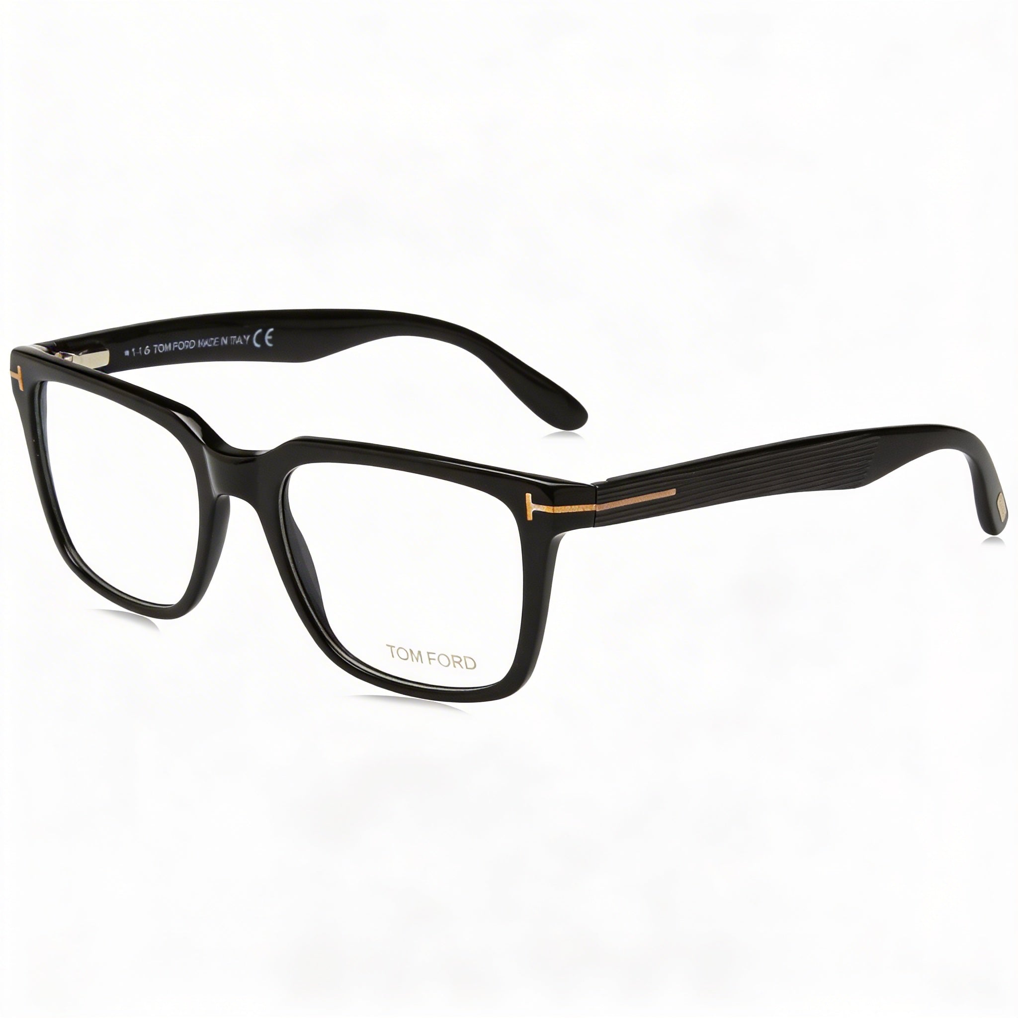 Tom Ford FT5304 001 Unisex Black Full Rim Plastic Frame Eyeglasses with Clear Composite Lenses, 54mm Lens Width, Photo 1