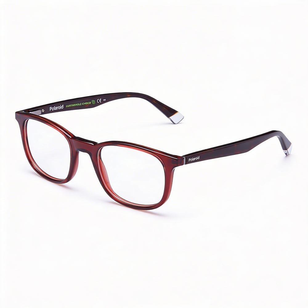 Polaroid Modern - Montura de acetato roja para mujer, lentes de policarbonato, 50 mm