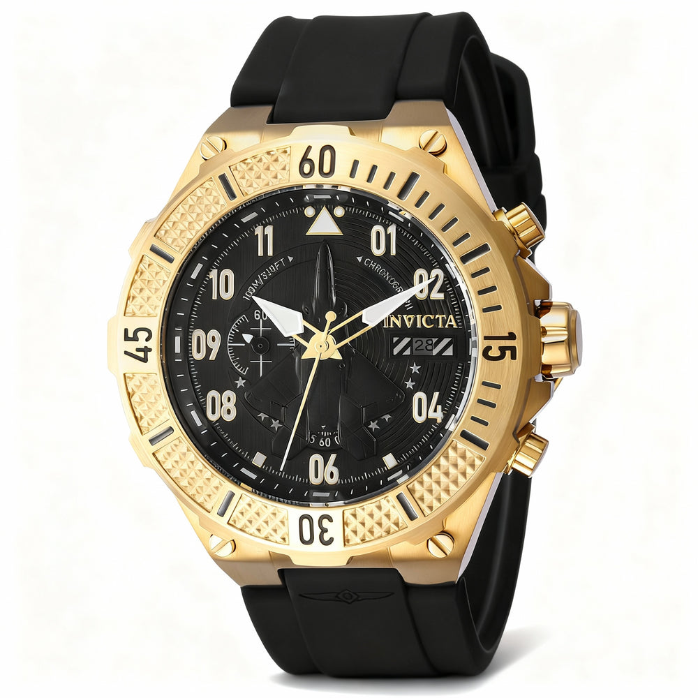 Reloj deportivo clásico Invicta para hombre con caja de acero inoxidable negro y diámetro de 50 mm.