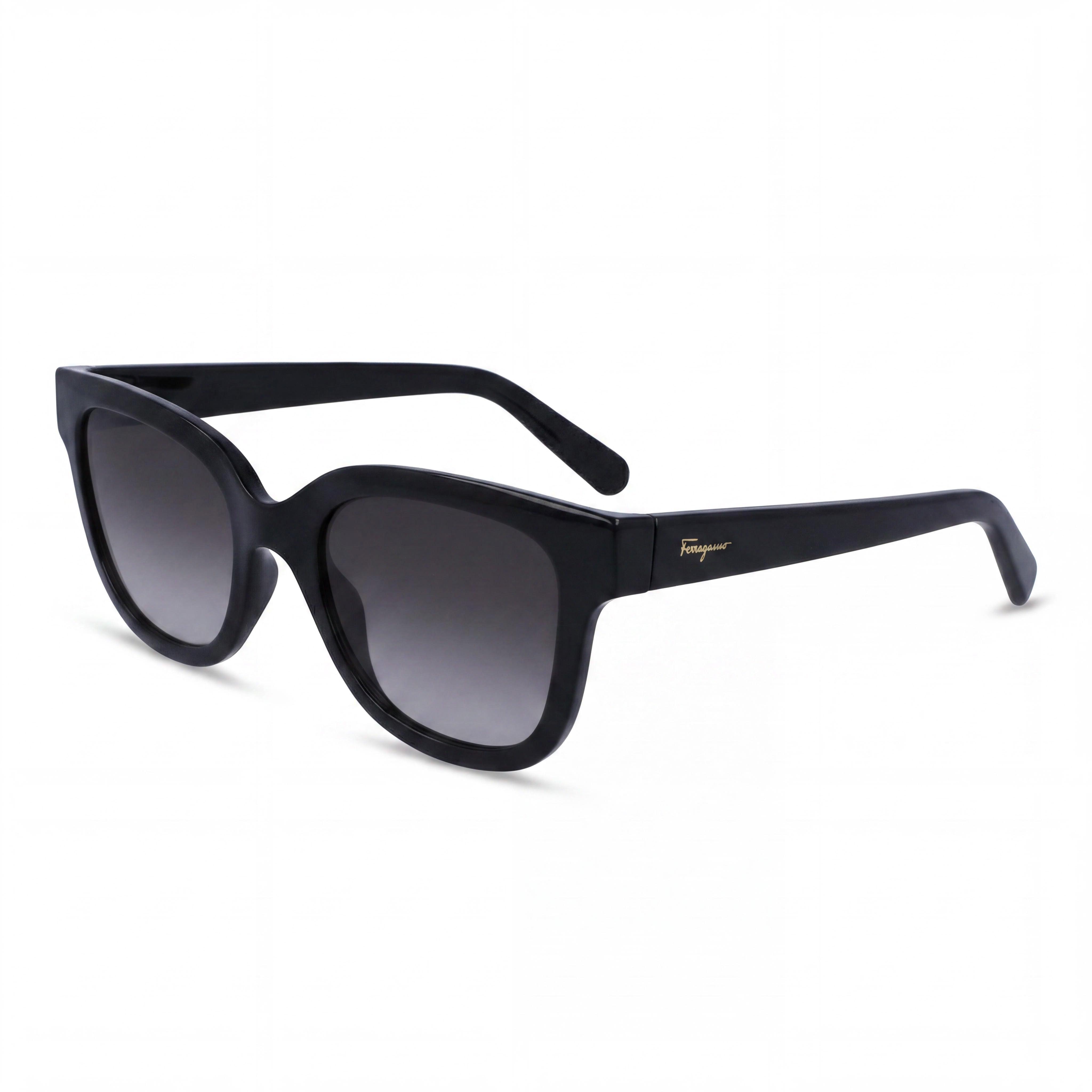 Gafas de sol cuadradas de plástico negro Salvatore Ferragamo SF1066S para mujer, 52 mm, 100 % UV, no polarizadas, con degradado ahumado, Photo 1
