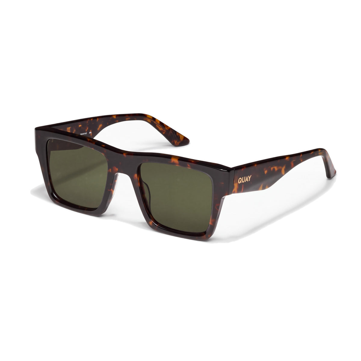 QUAY AUSTRALIA Fast Lane Men's UV Protection Sunglasses, Dark Tortoise Acetate Frame with Green Lenses 52mm, Photo 1