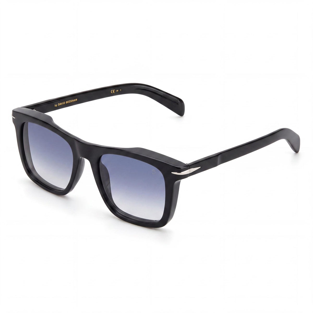 Gafas de sol David Beckham Classic para hombre, de acetato, negras, azules sombreadas, plateadas, con protección UV, 51 mm, Photo 1