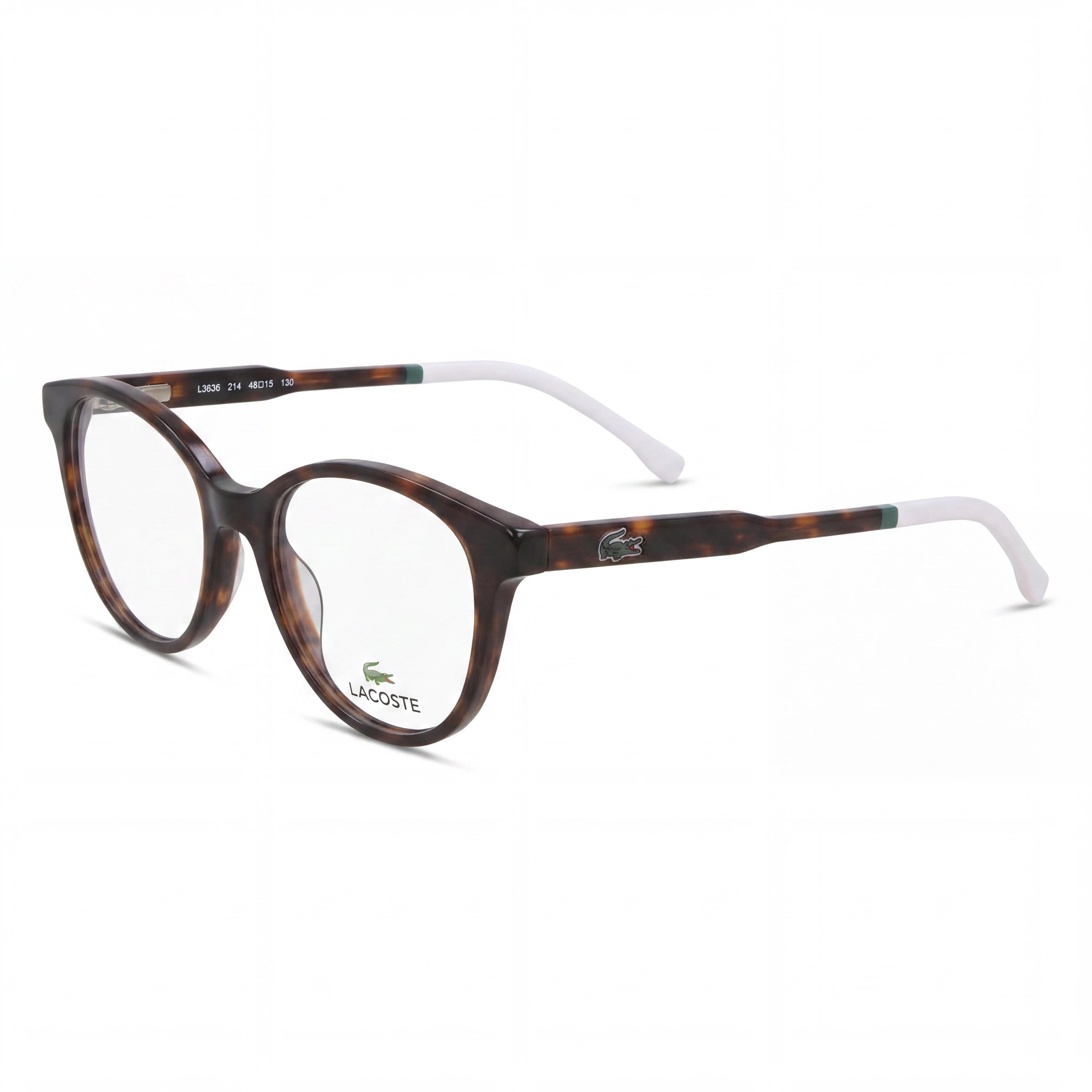 Montura de gafas Lacoste Modern Unisex Havana de plástico con lentes de demostración sin receta, 48 mm, Photo 1