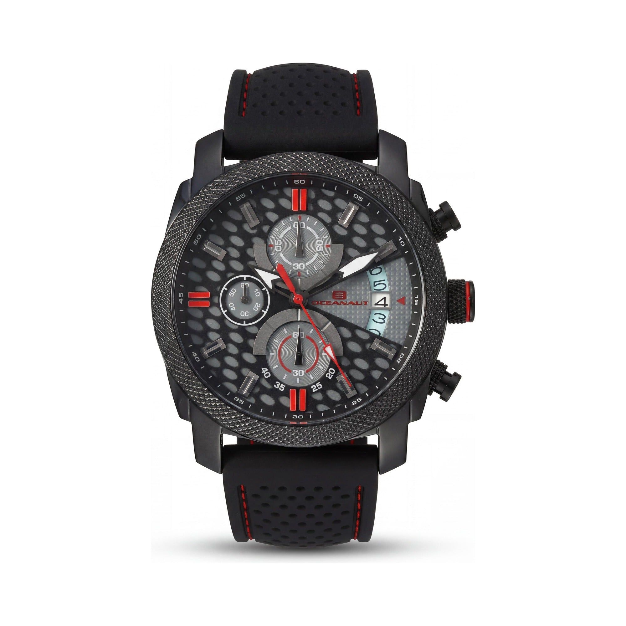 Oceanaut OC2324 Kryptonite Men's Chronograph Quartz Watch, Stainless Steel Case, Rubber Strap, Black & Grey Dial, 42mm, Photo 1