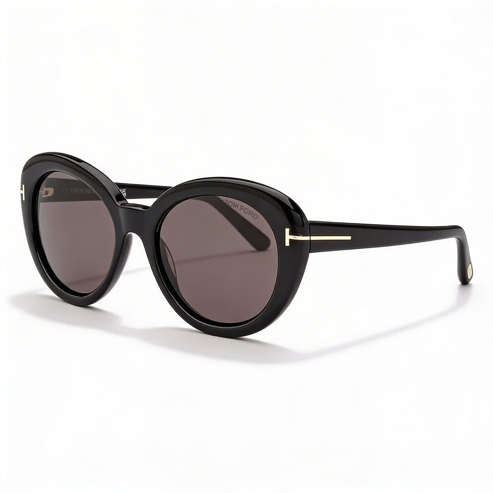 Tom Ford Classic Women's Pantographed Plastic Eyewear, Shiny Black, UV Protected, 55-19-140