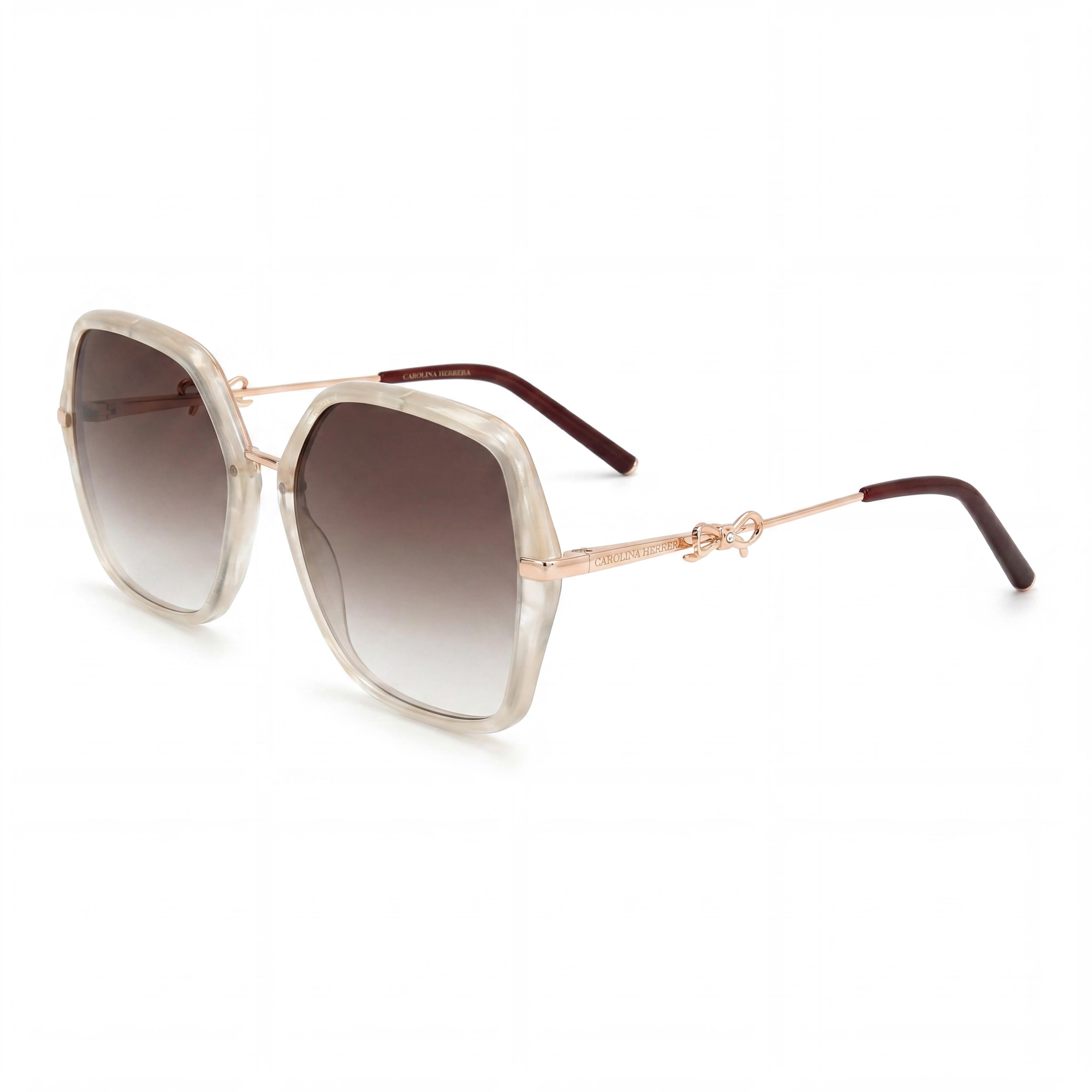Carolina Herrera Casual Unisex Metal White Marble Pink Doubleshade Sunglasses 57-19-145, Photo 1
