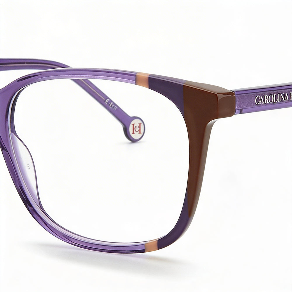 Carolina Herrera CH 0065 Gafas de Mujer, Montura Rectangular Completa, Montura de Acetato Violeta Marrón, 52mm