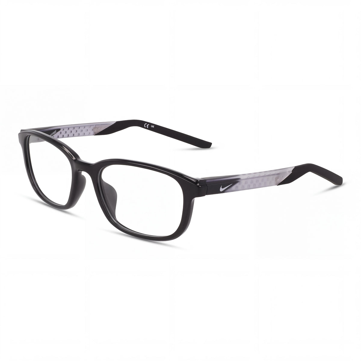 Nike Unisex Classic Black Acetate Eyeglasses Transparent Polycarbonate Lenses 53/18/145, Photo 1