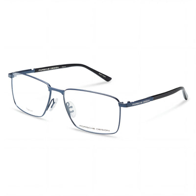 Porsche Modern Men's Titanium Blue Black Frame Eyeglasses with Transparent Polycarbonate Lenses, 57mm Lens Width