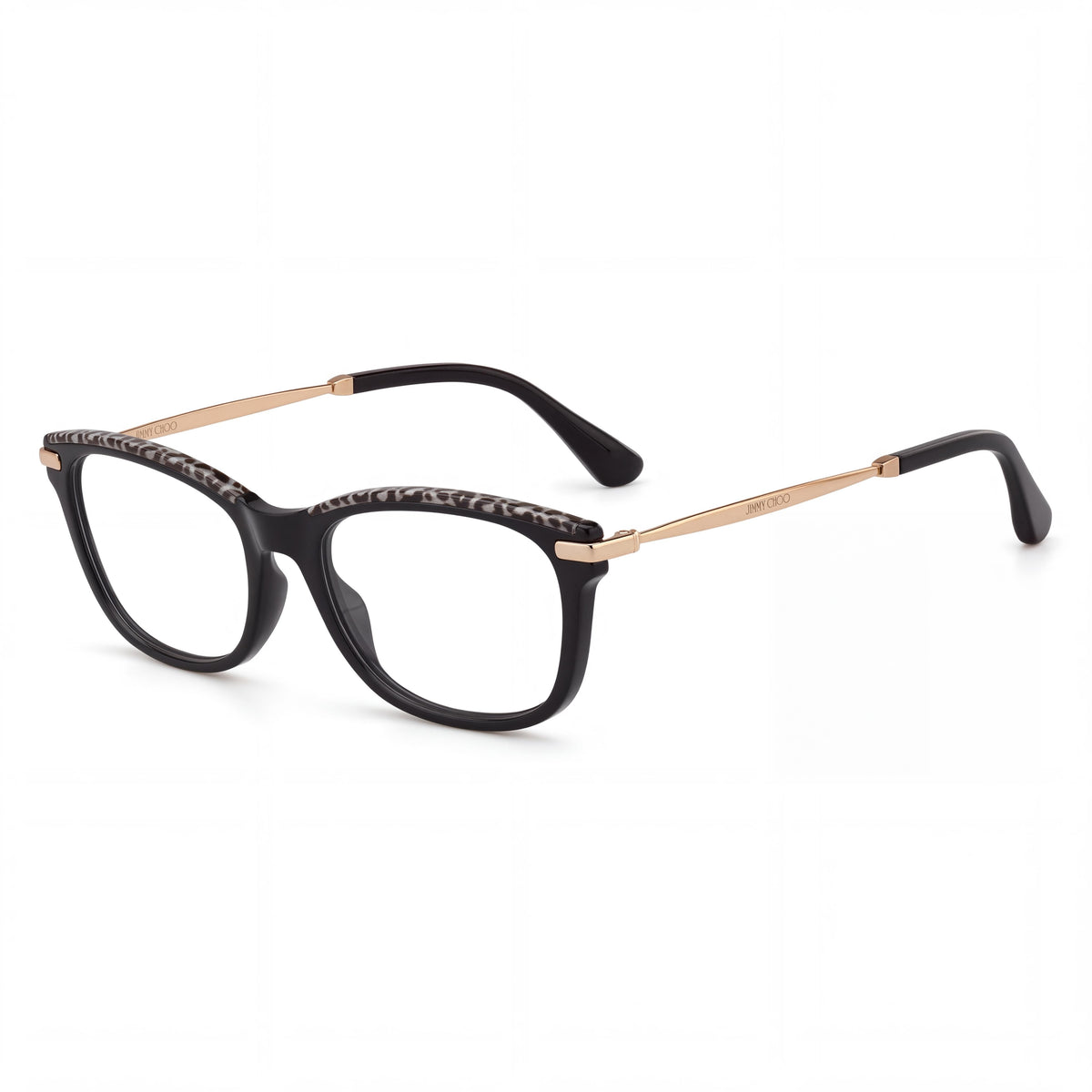 JIMMY CHOO 102578 Women's Cat-Eye Black Leopard Acetate Optical Glasses with Clear Non- Lenses 53mm, Photo 1
