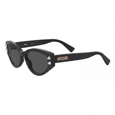 Moschino MOS109/S Women's Cat Eye Black Dark Grey Plastic Frame Black Lens 100% UV Sunglasses 55mm