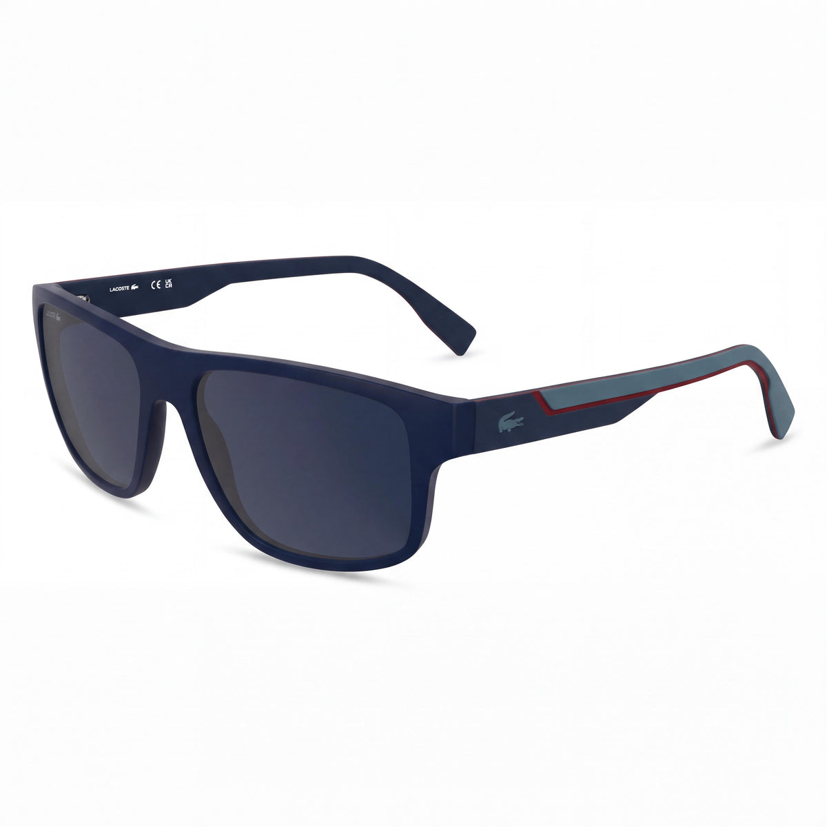 Gafas de sol cuadradas de plástico para hombre Lacoste L6057s, montura azul mate con lentes azules sólidas con protección UV, 57 mm, Photo 1