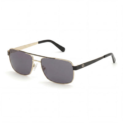 GUESS Contemporary Men's Shiny Gold Olive Gradient Metal Gradient Brown Grey Mirrored 100% UV Sunglasses 58mm