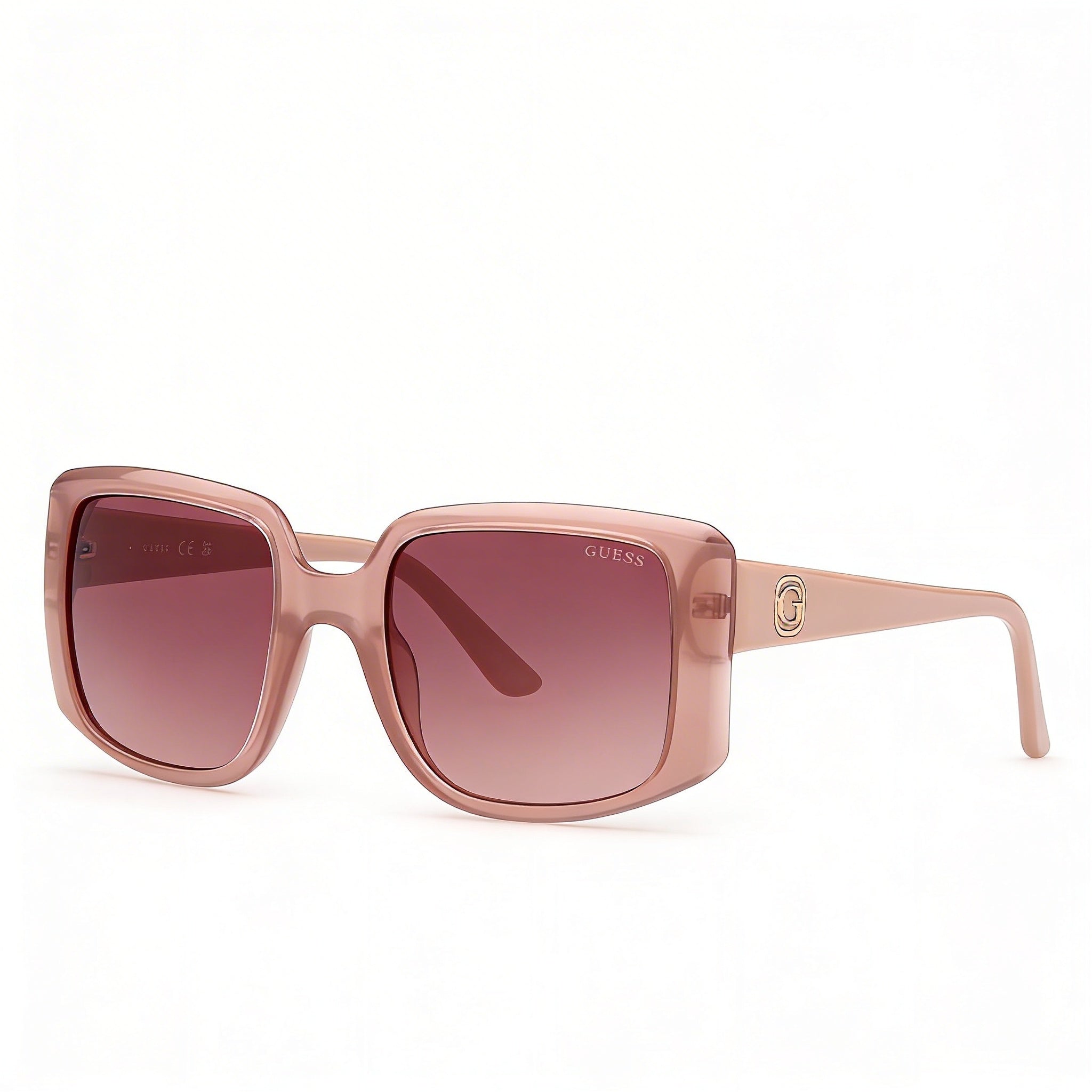 GUESS Women's Emery Oversize Square Plastic Sunglasses, Bright Beige Frame, Gradient Brown Lenses, UV Protection