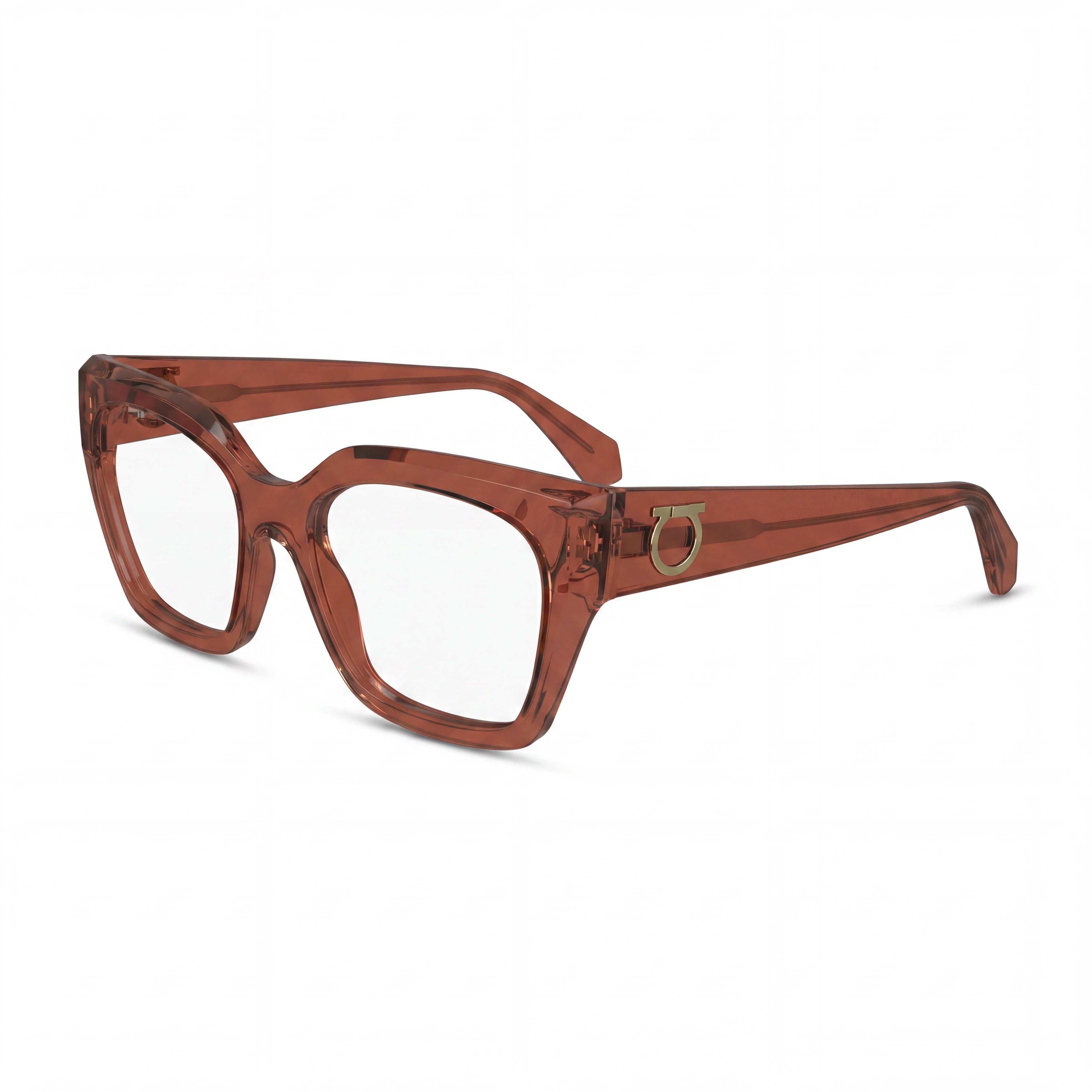 Ferragamo Unisex Lightweight Eyewear Transparent Rust INJECTED ACETATE Non-Polarized Multicoloured Lenses 53mm, Photo 1