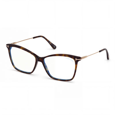 Gafas Tom Ford Ft5687-b para Mujer, Color Havana Oscuro, Oro Rosa, Filtro Azul, Lentes de Plástico sin Aclarar, 56 mm