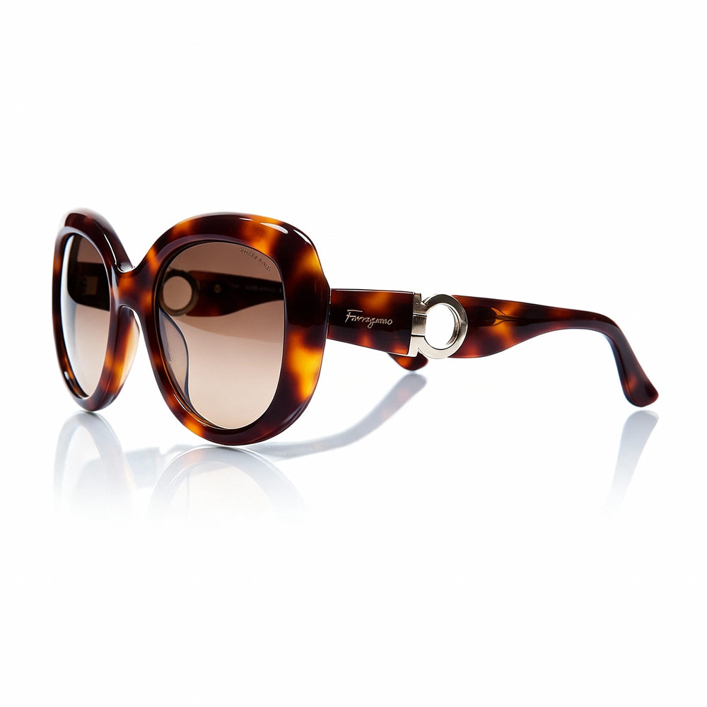 Salvatore Ferragamo Sf727s 214 Women's Tortoiseshell Acetate Brown Lens Non-Polarized Sunglasses 53-20-135mm