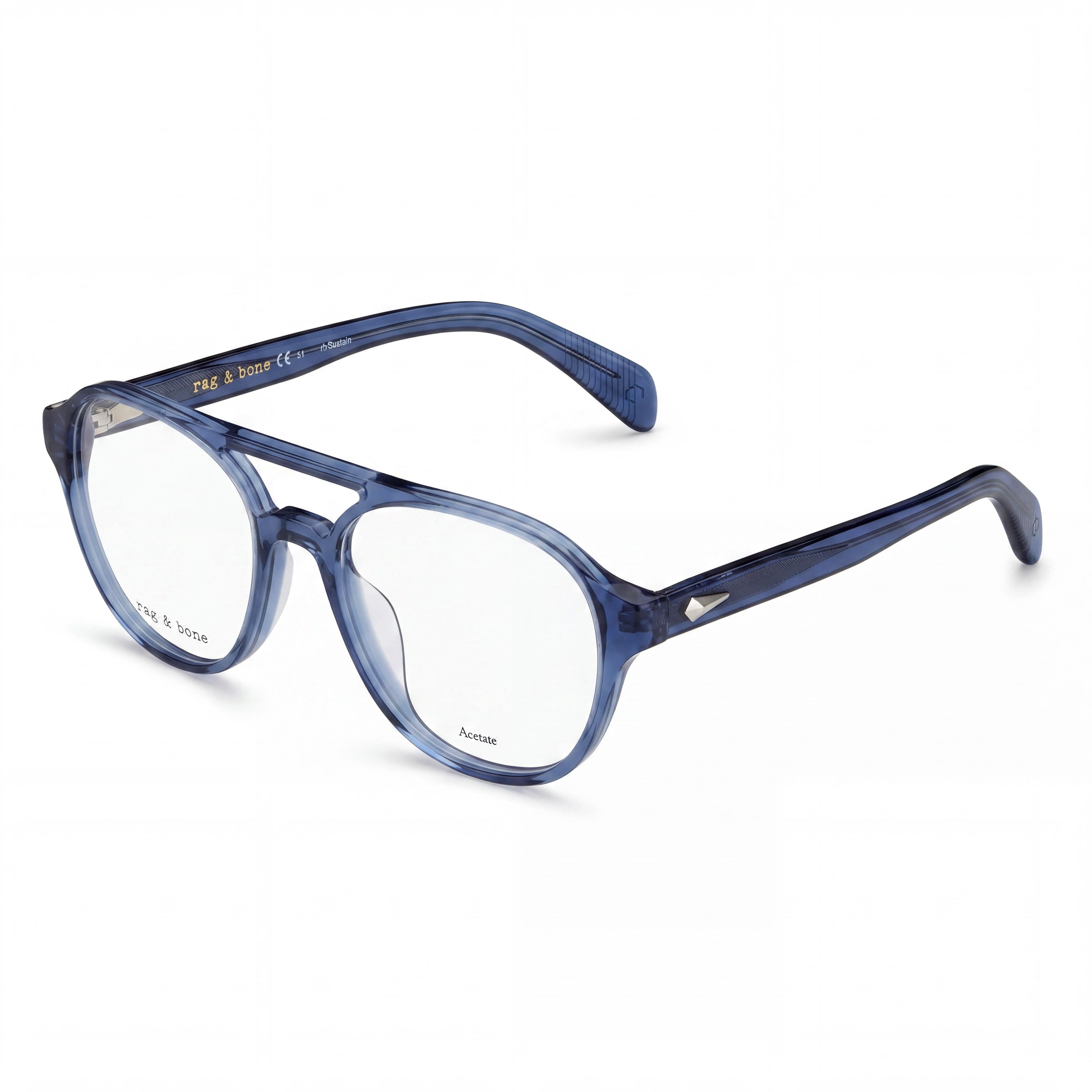 Rag & Bone Modern Sunglasses for Women with Blue Acetate Frame and Blue Polycarbonate Lenses 51mm, Photo 1