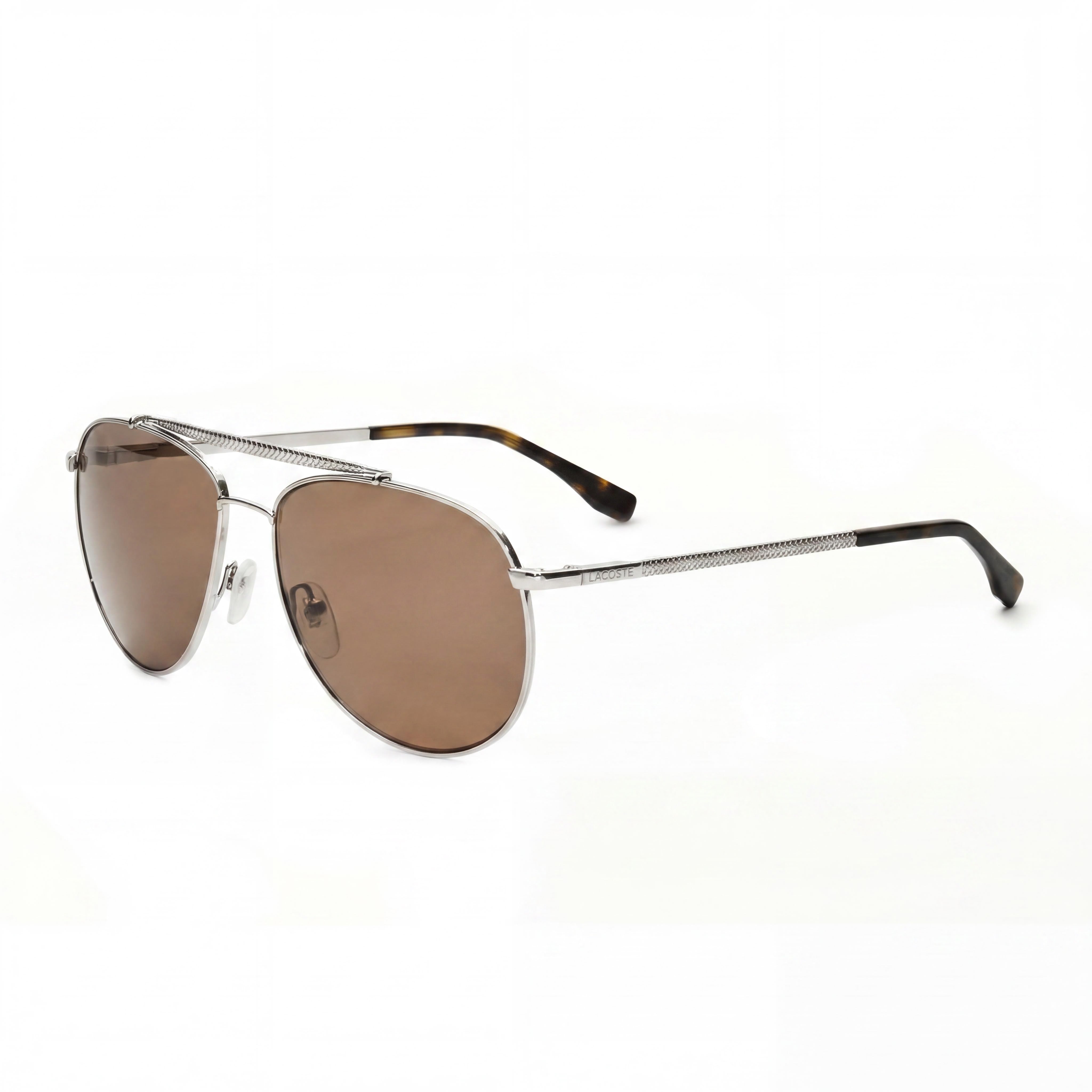 Lacoste Unisex Classic Sunglasses with Gunmetal Metal Frame & Brown UV Protection Lenses 57mm, Photo 1