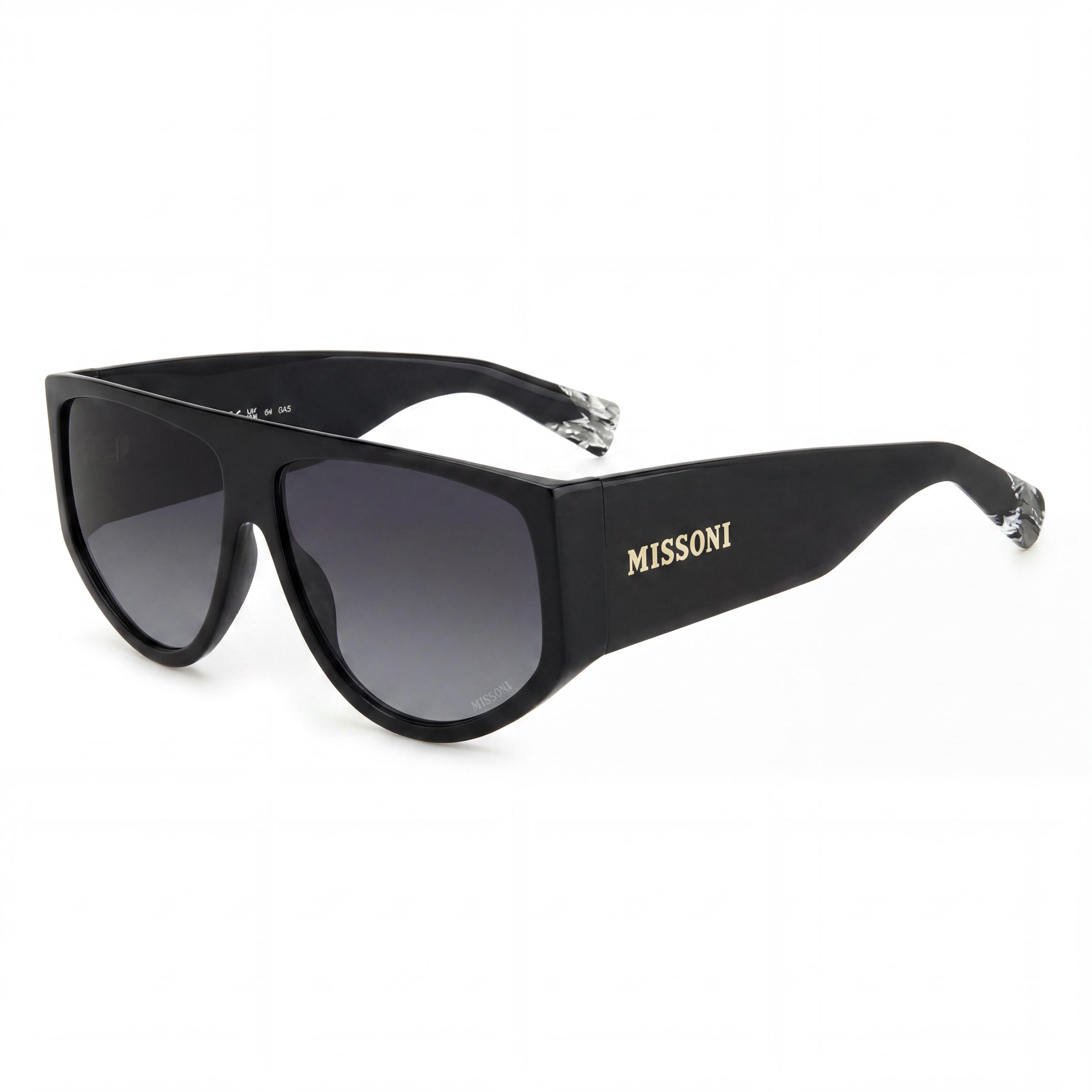 Missoni Seasonal Women's Square Acetate Black Grey UV Protected Sunglasses Dark Grey Shaded 61mm, Photo 1