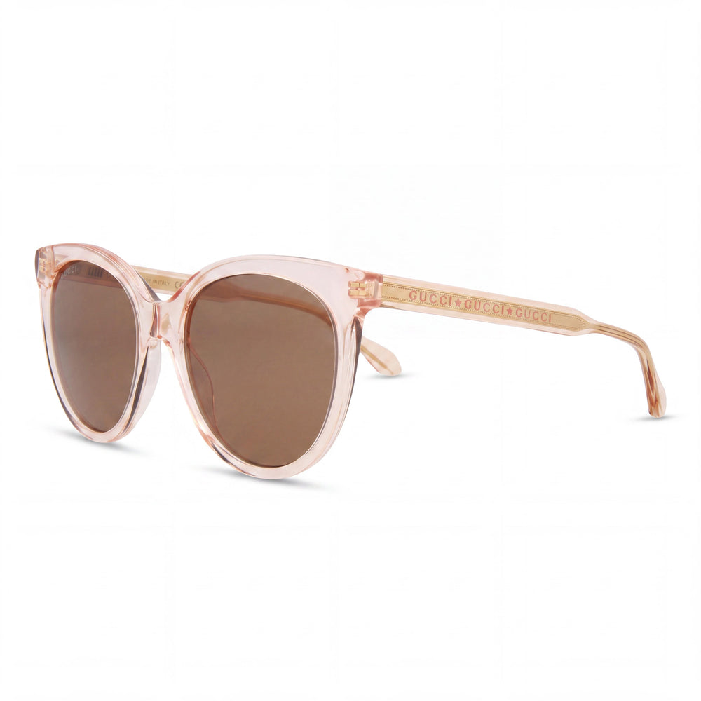 Gucci GG0565S-004-54 Unisex Cat Eye Sunglasses Pink Brown Plastic UV Protection Made in Italy 54mm