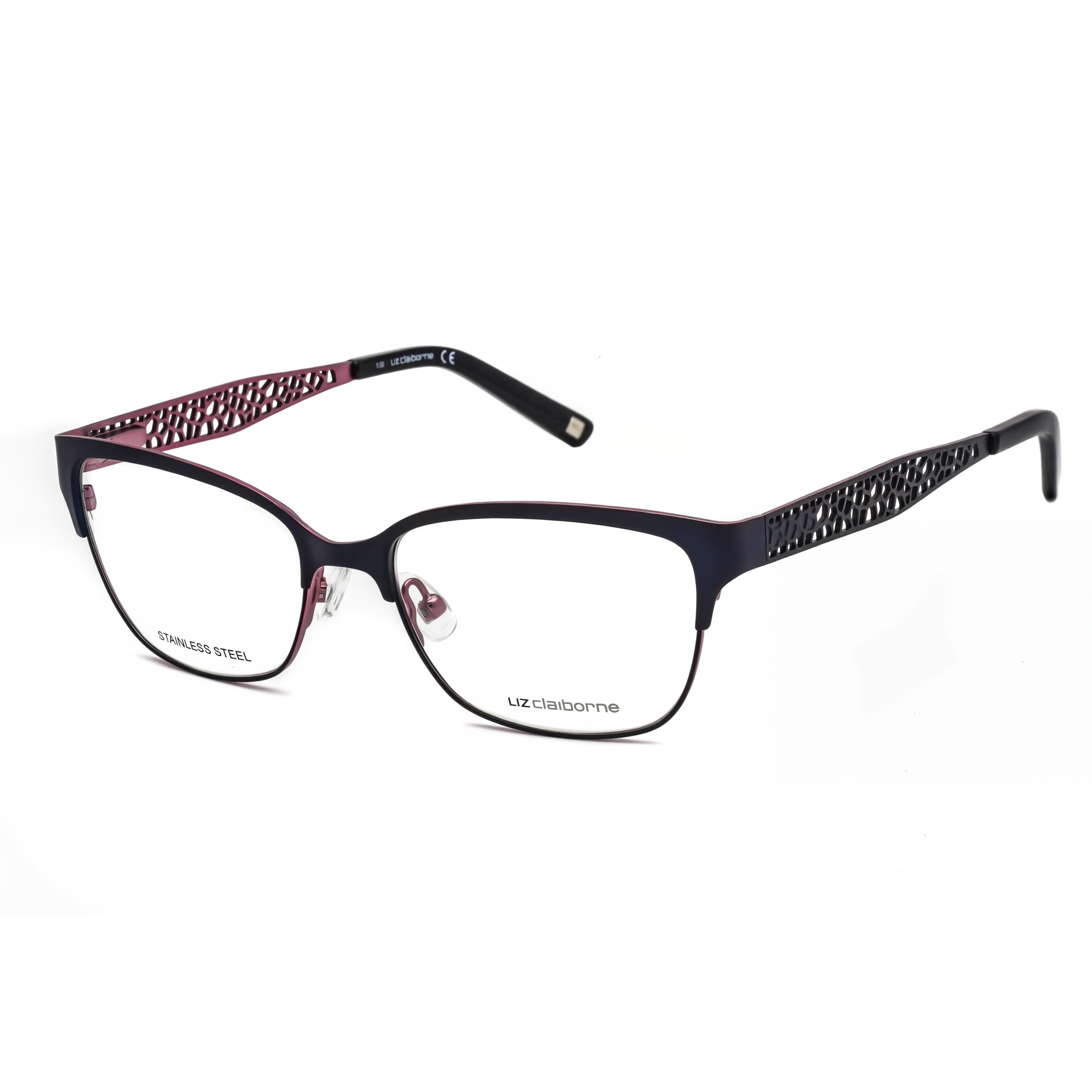 Liz Claiborne 643 Gafas de metal para hombre con lentes de policarbonato en azul rosa 52-16-135, Photo 1