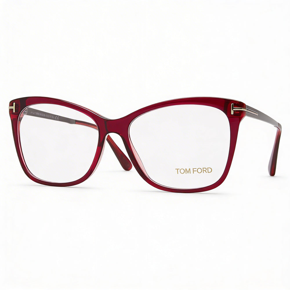 Tom Ford Ft5353 Women's Full Rim Plastic Eyeglasses Frame in Bordeaux Palladium, Lens Width 54mm