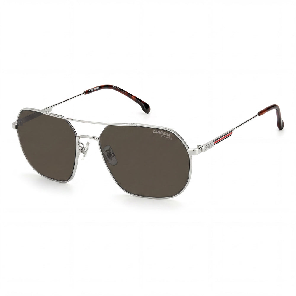 Gafas de sol Carrera 1035 unisex de acero inoxidable, montura plateada paladio, lentes marrón oscuro, protección UV, 58 mm