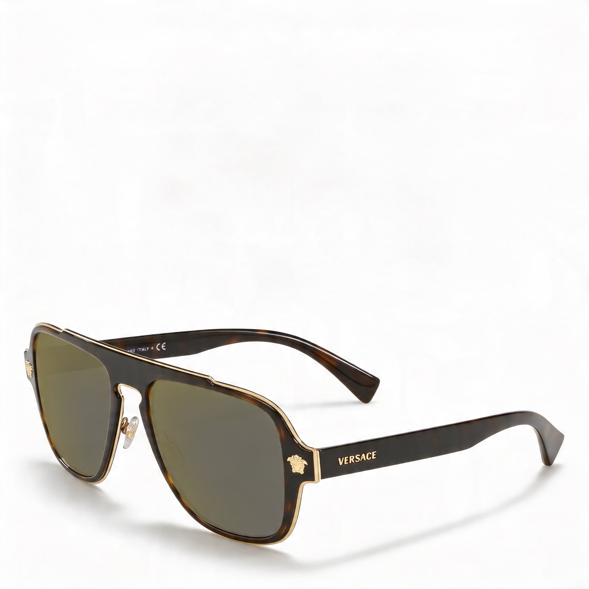 Versace Men's VE2199 Square Full Rim Plastic Havana Gold Non-Polarized UV Protection Sunglasses 56mm, Photo 1