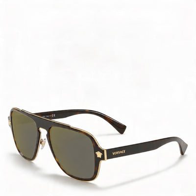 Versace Men's VE2199 Square Full Rim Plastic Havana Gold Non-Polarized UV Protection Sunglasses 56mm