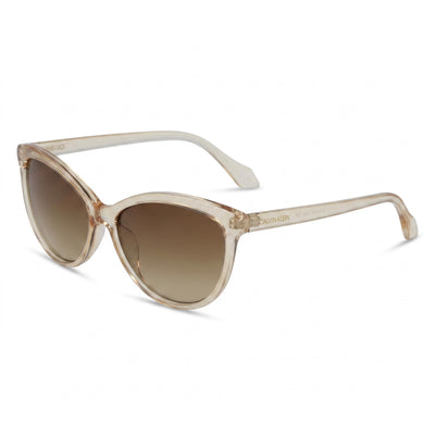 Calvin Klein Ck19536s Women's Cat Eye Crystal Beige Plastic Non-Polarized UV Protection Sunglasses 55mm