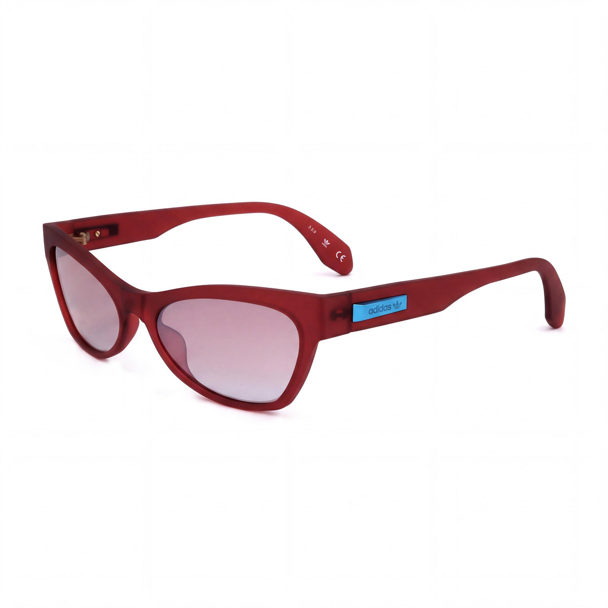 adidas Gafas de sol casuales unisex de plástico rojo mate con montura completa ojo de gato y lentes espejadas marrones, tamaño de lente 54mm, Photo 1