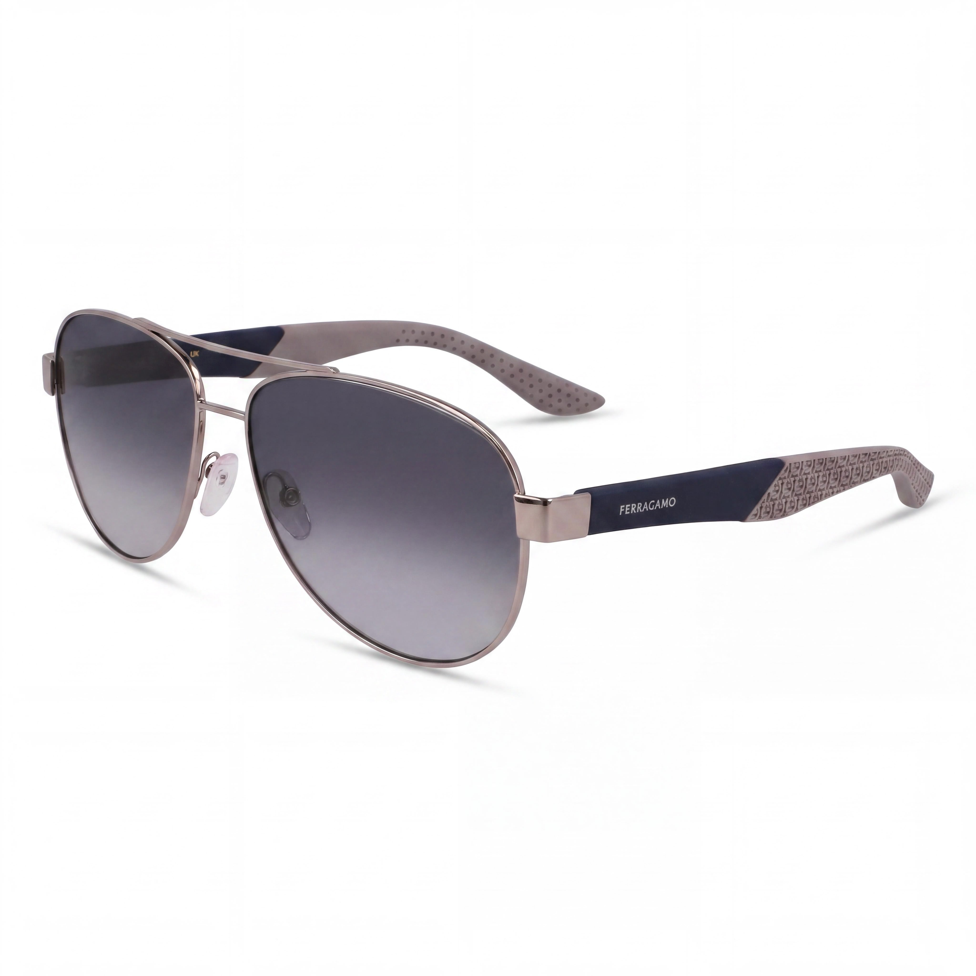 Salvatore Ferragamo Sf275sn Unisex Brillante Rutenio Claro Metal Gafas de Sol de Aviador con Degradado No Polarizadas 62mm, Photo 1