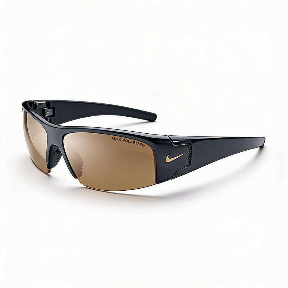 Nike Classic Unisex Onyx Nylon Frame Brown Polarized UV Protected Lenses 135mm Sunglasses