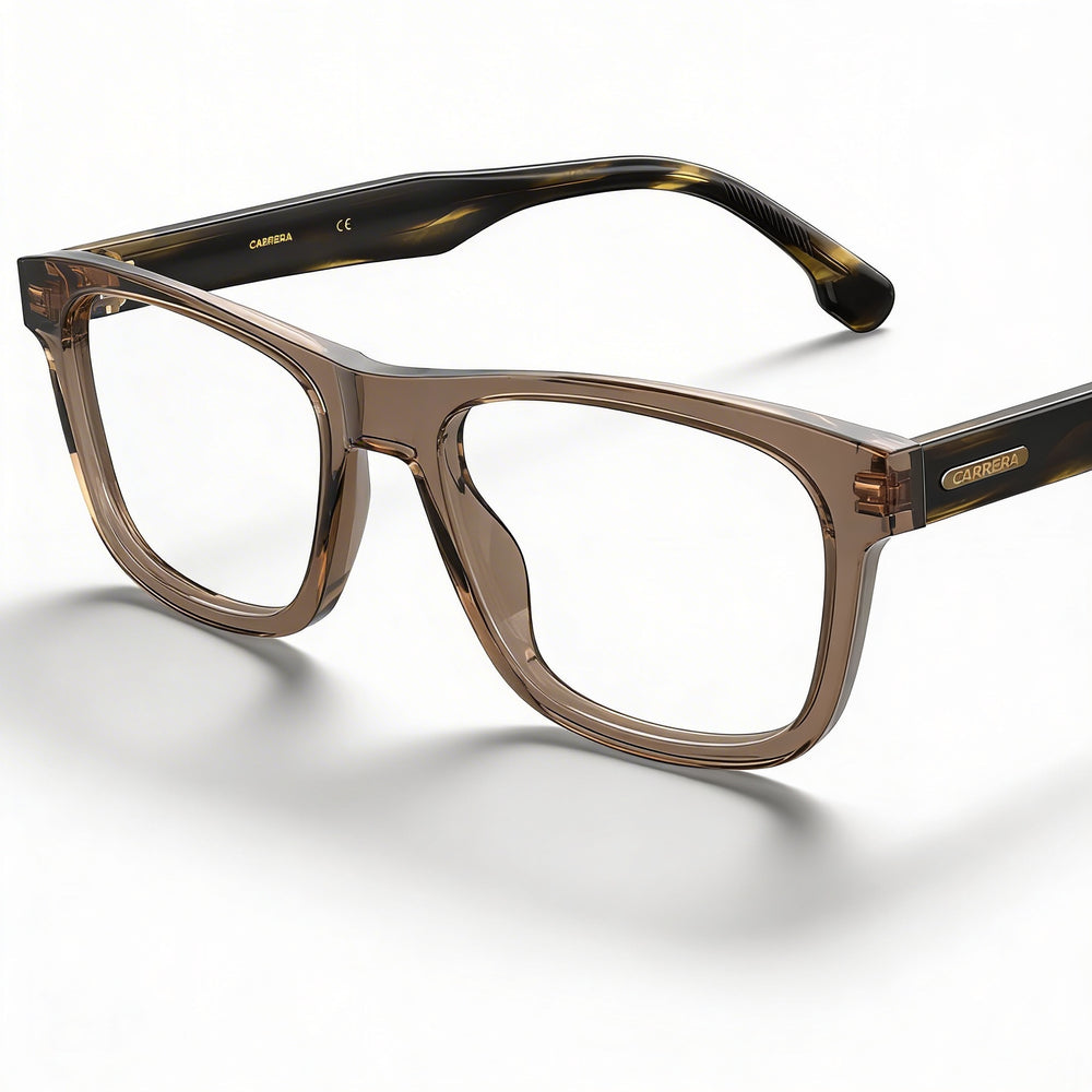 Monturas ópticas rectangulares Carrera 249 para hombre en acetato beige, ancho de lente: 55 mm, puente: 18 mm, patilla: 145 mm