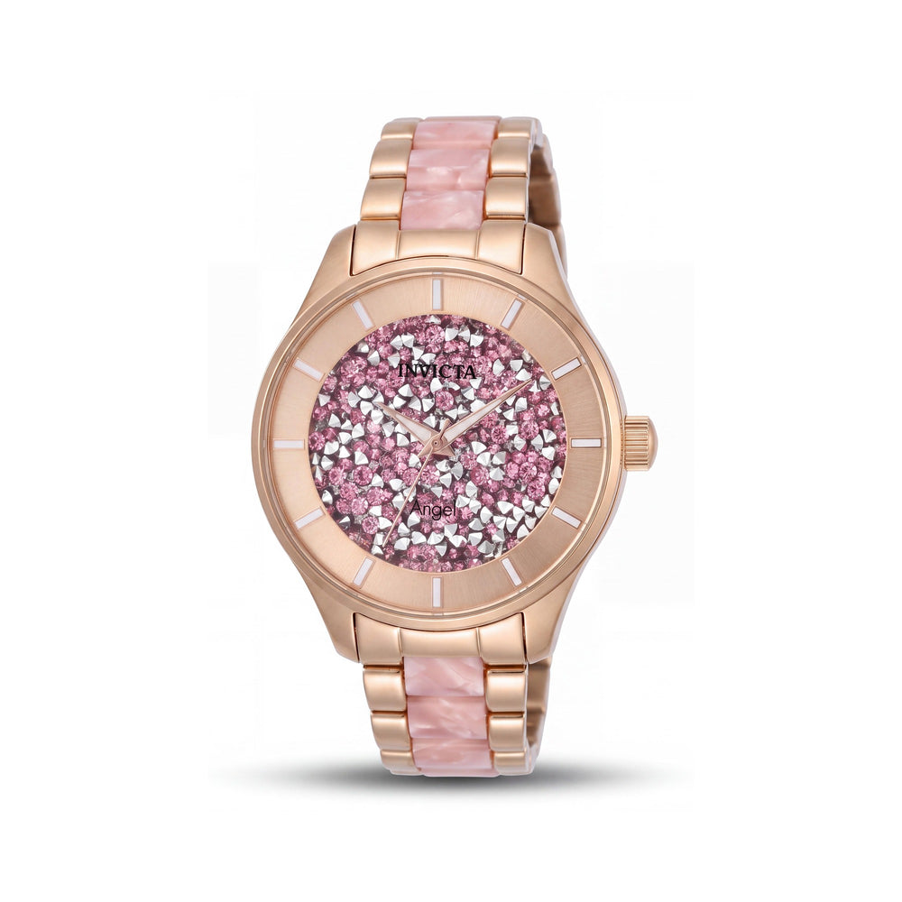 Invicta Women's Angel Collection Quartz Watch, Rose Gold-Tone Pink Stainless Steel, Water-Resistant, 40mm