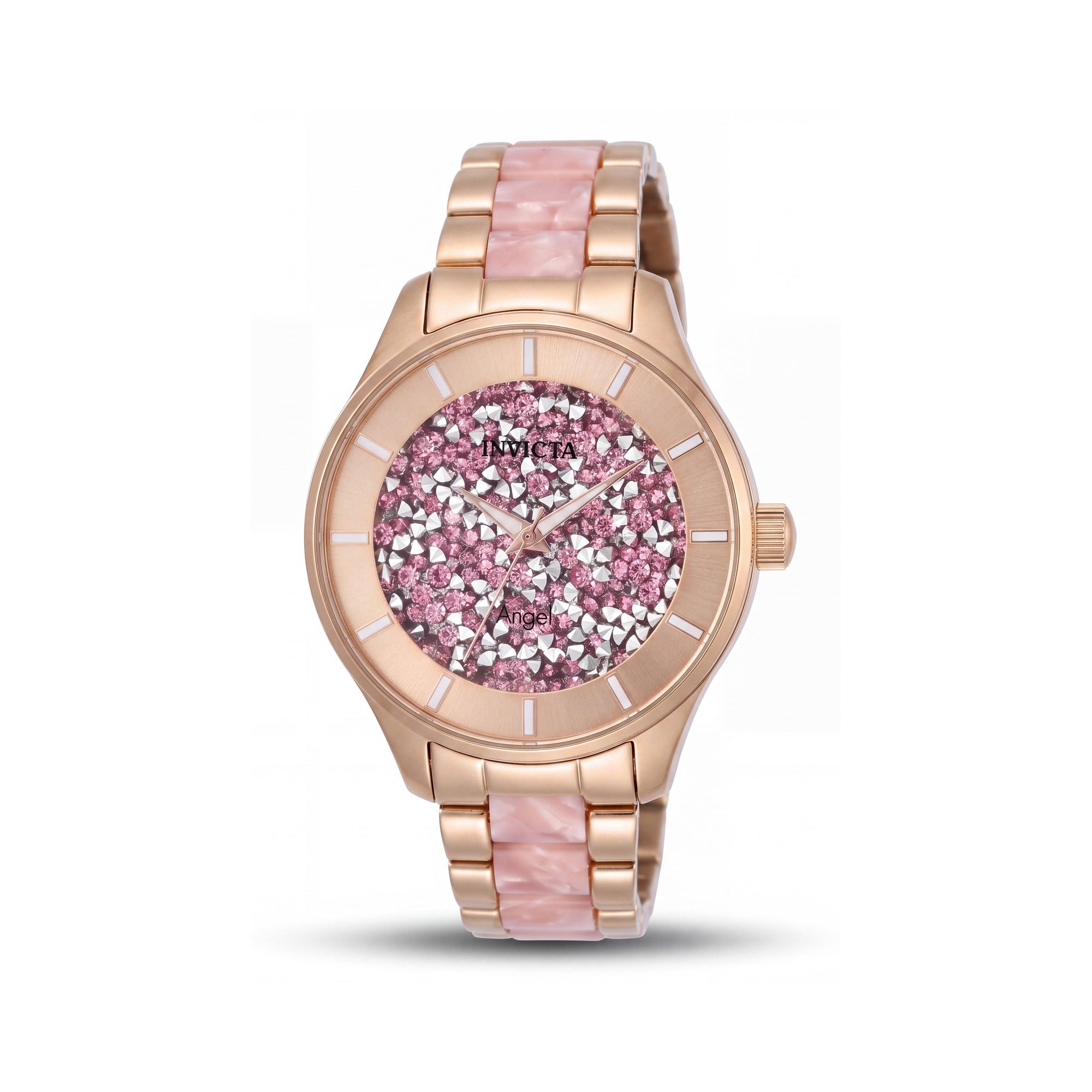 Invicta Reloj de cuarzo para mujer Angel Collection, acero inoxidable rosa en tono oro rosa, resistente al agua, 40 mm, Photo 1