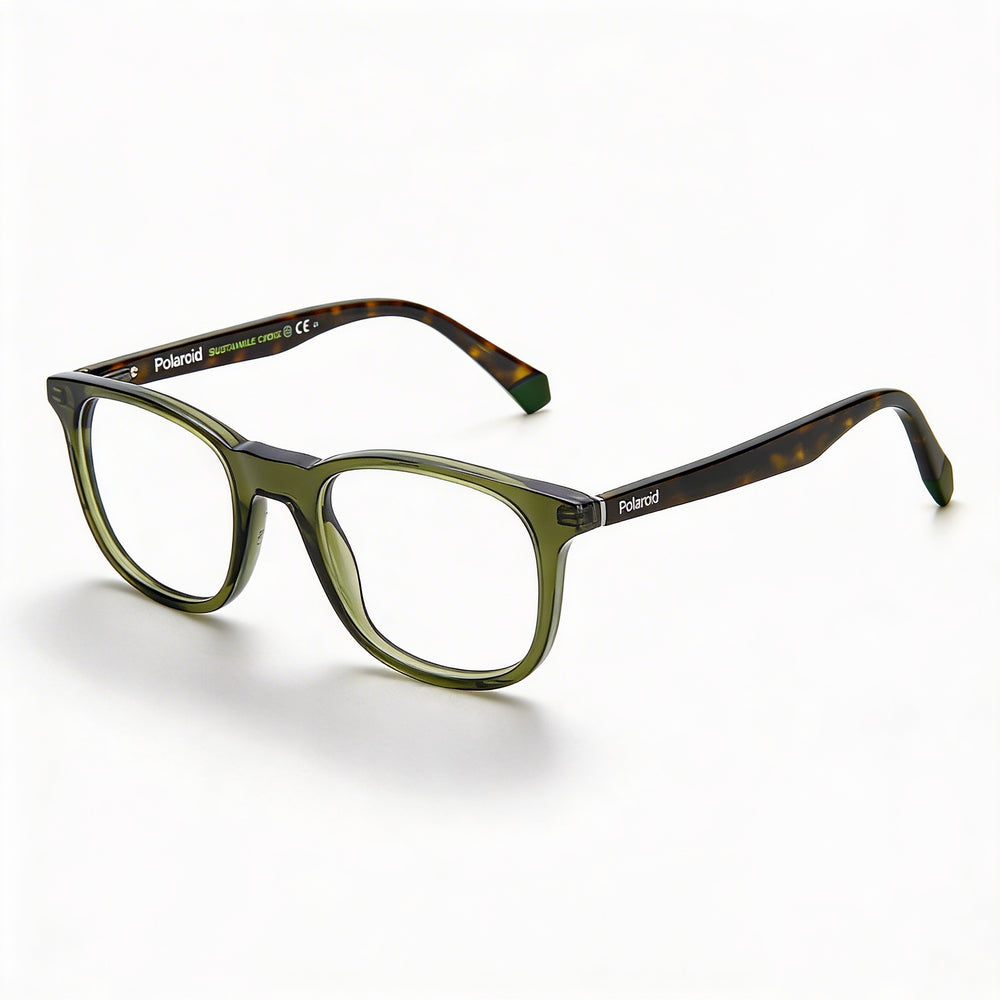 Polaroid Pld D424 Men's Non Polarized Plastic Eyeglasses, Polycarbonate Lenses, Olive, 50mm Lens Width