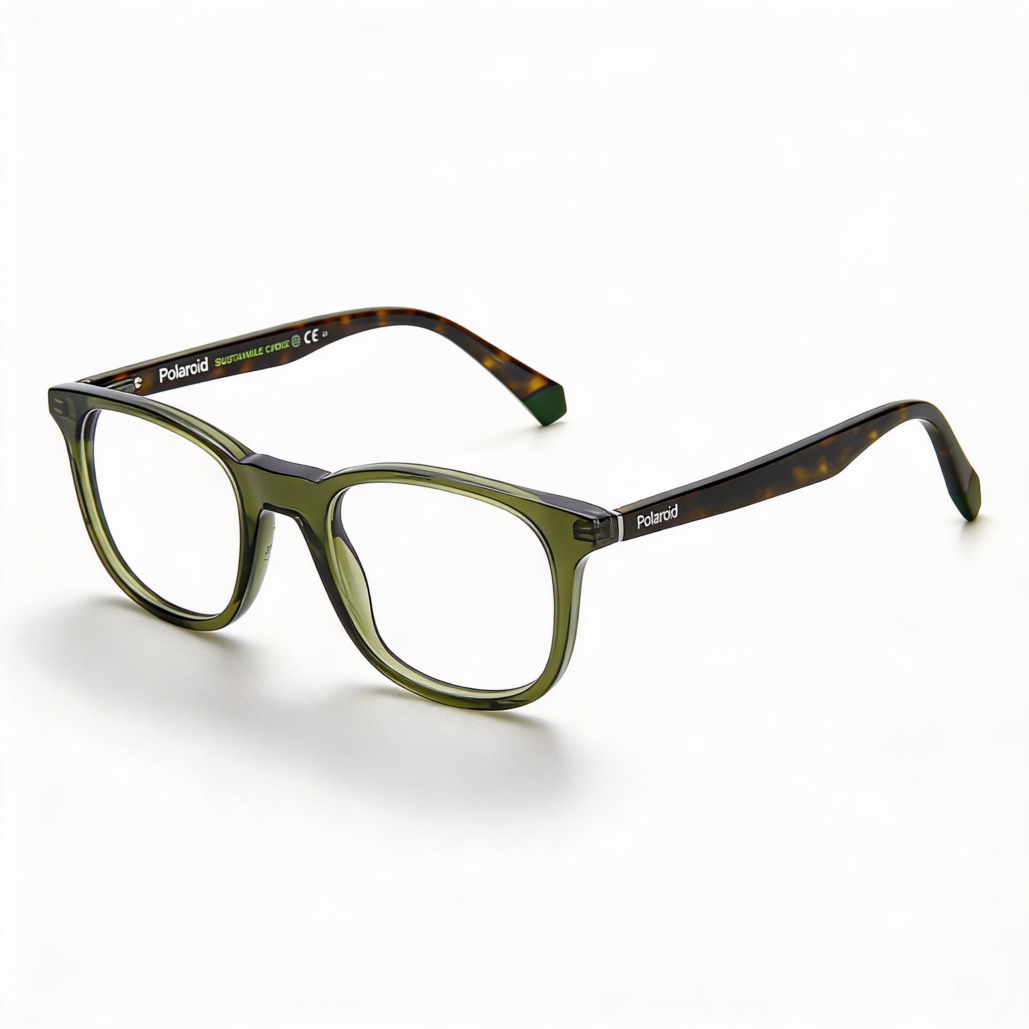 Gafas de plástico no polarizadas Polaroid Pld D424 para hombre, lentes de policarbonato, color oliva, ancho de lente de 50 mm, Photo 1