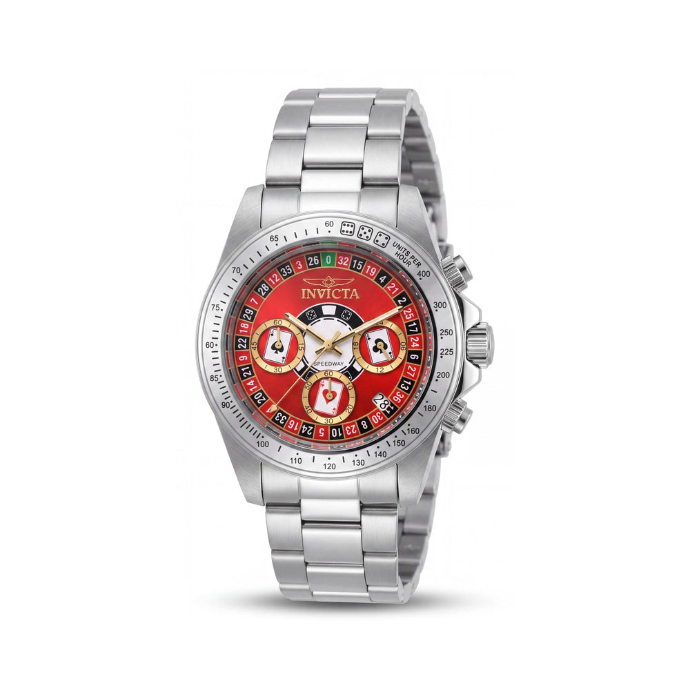 Invicta Speedway 50494 Reloj de Acero Inoxidable con Esfera Roja, Movimiento de Cuarzo, 39 mm, Resistente al Agua